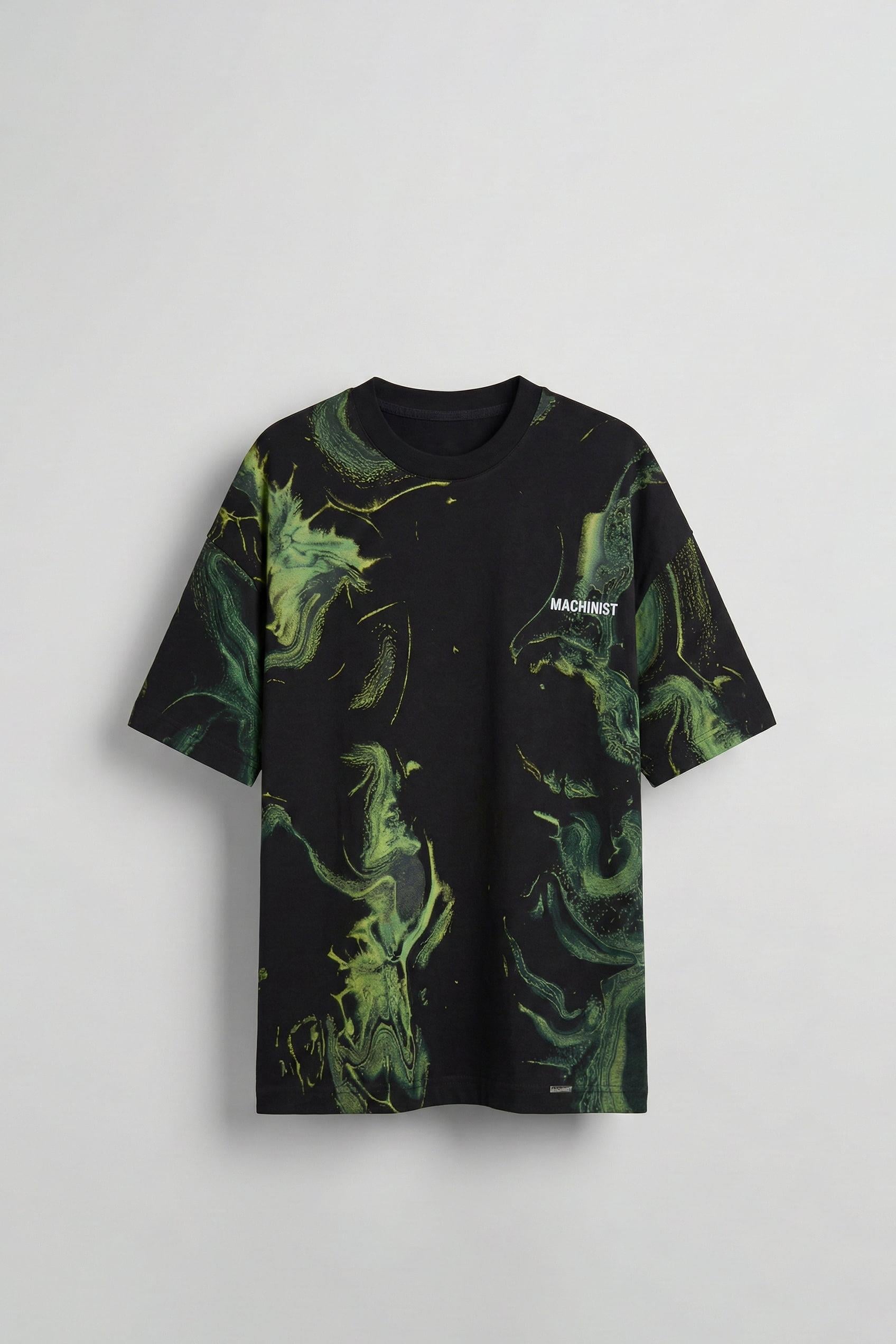 Siyah Oversize Desen Baskılı Premium Erkek T-Shirt | ABLUKA