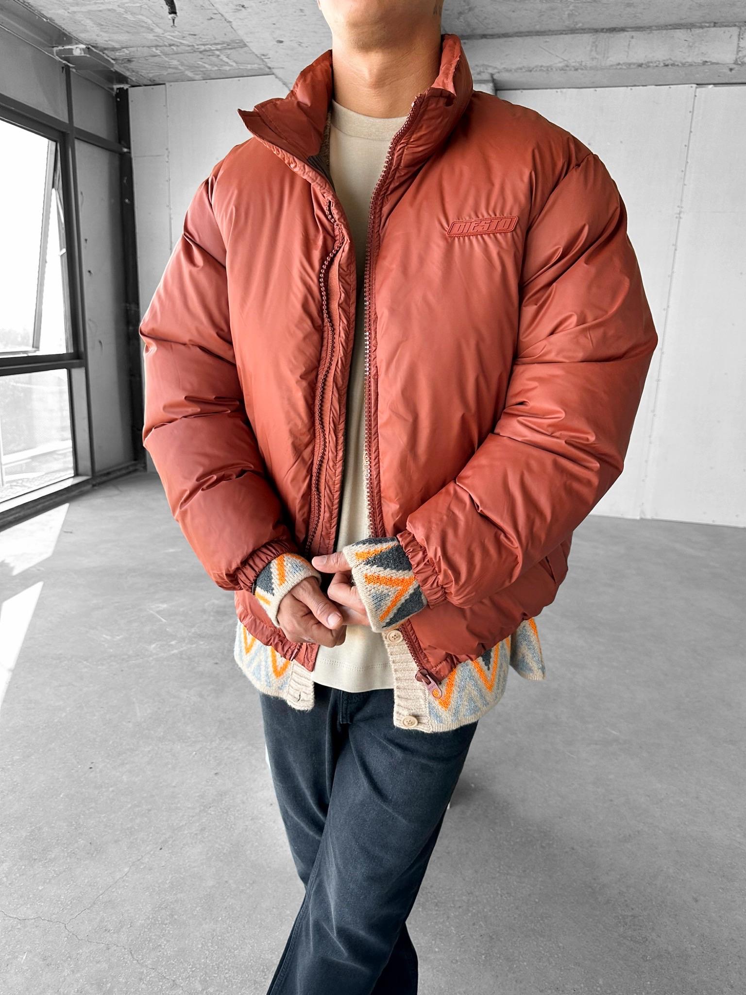 Erkek Oversize Dik Yakalı Fermuarlı Cepli Mont Turuncu