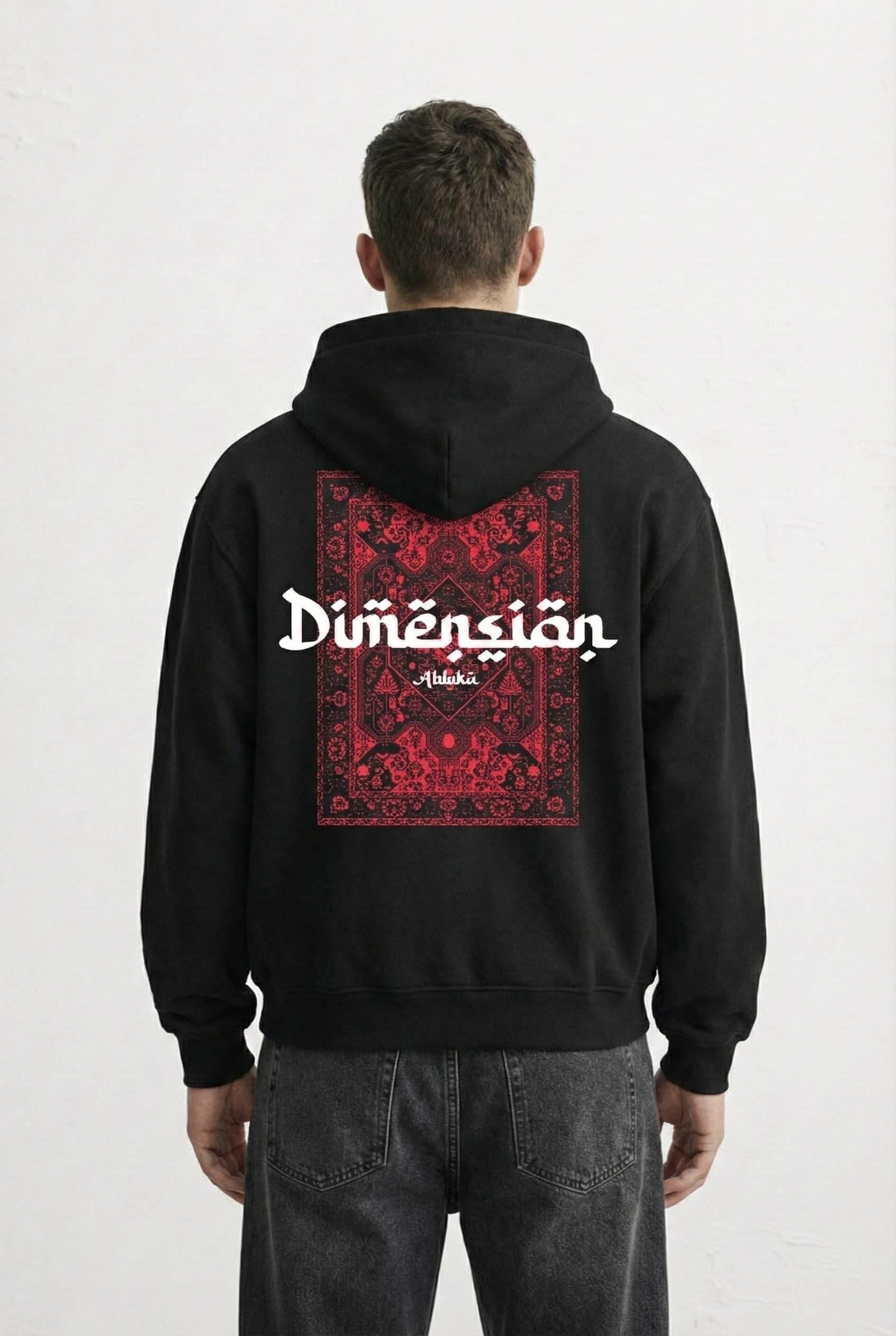 Unisex Oversize Kabartma Baskılı Premium Kapüşonlu Sweatshirt Siyah Kırmızı · 4