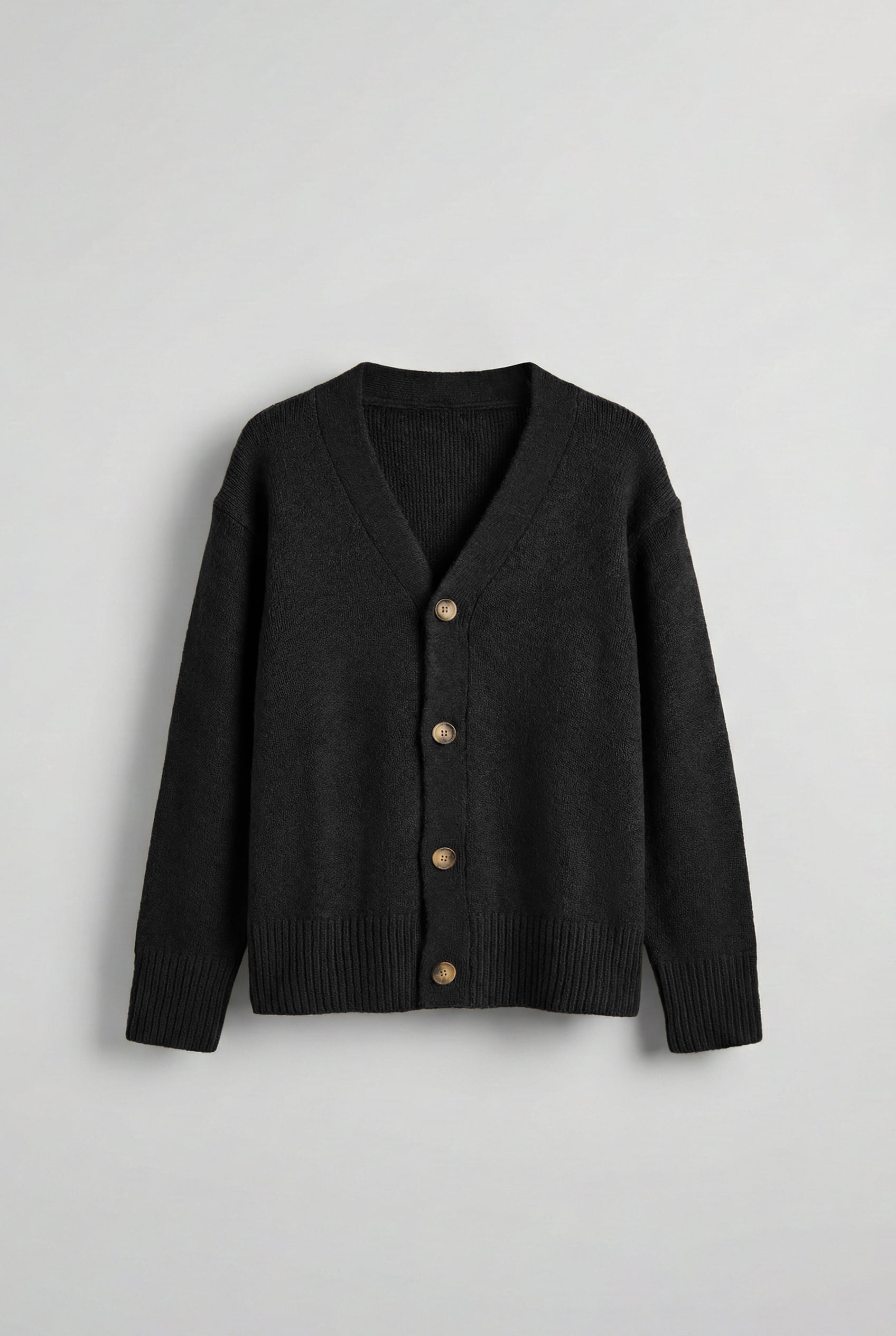 Erkek Oversize Düğmeli Hırka Siyah