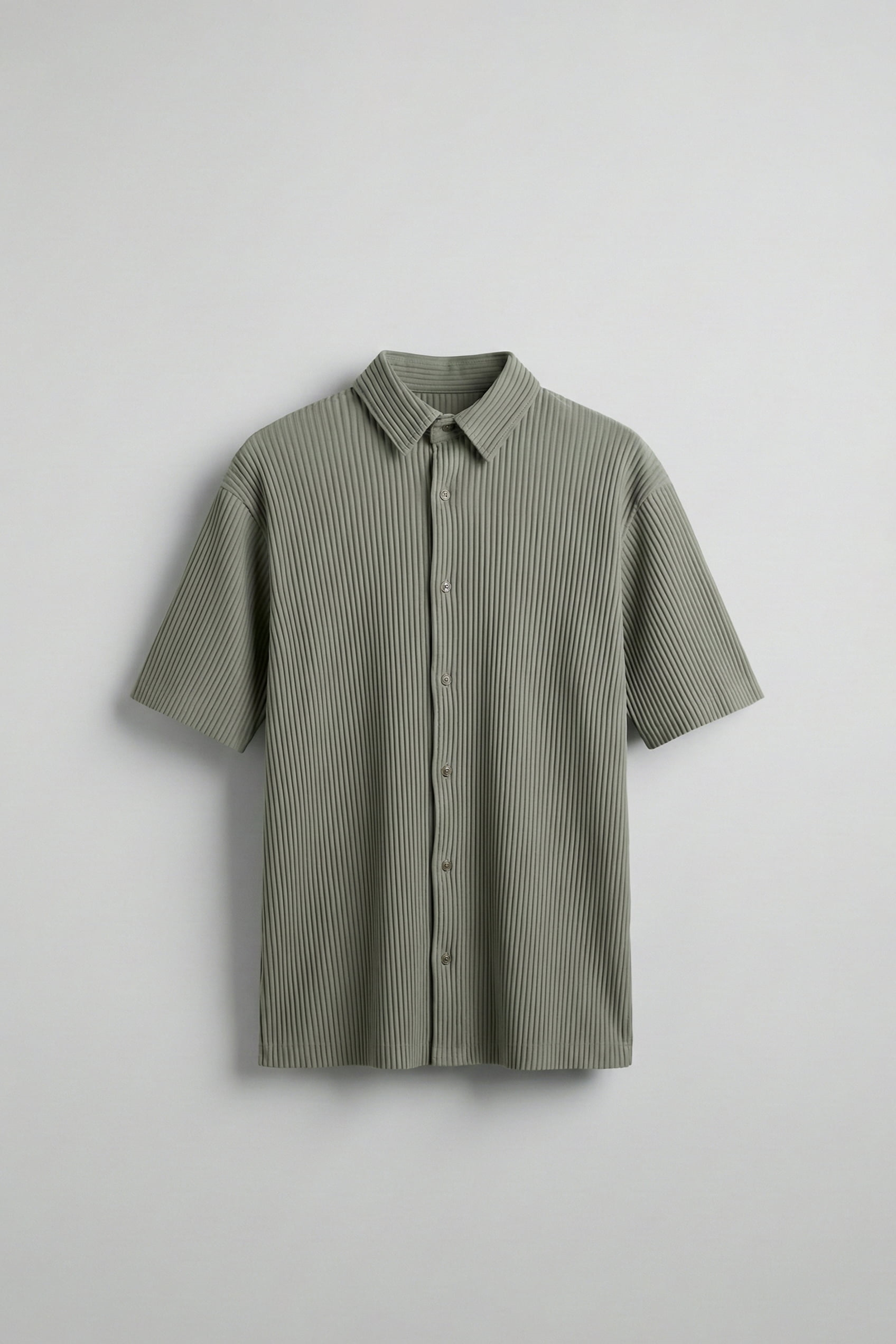 Erkek Oversize Fitilli Küba Yaka Gömlek Mint