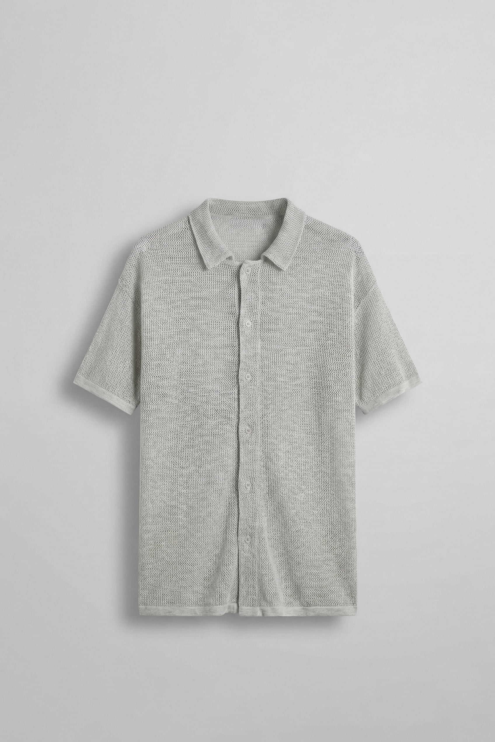Erkek Oversize İnce Triko Gömlek Gri