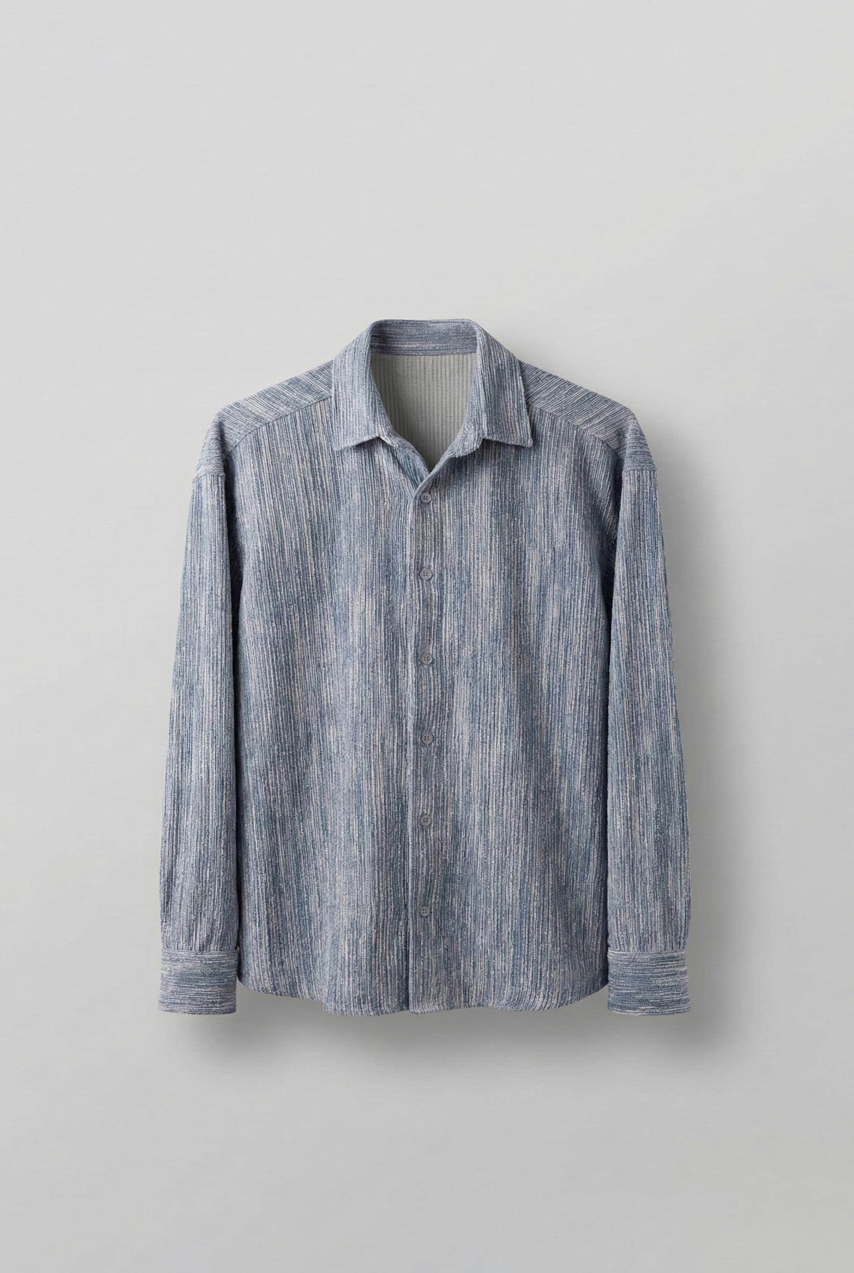 Erkek Oversize Kadife Dokulu Gömlek Mavi