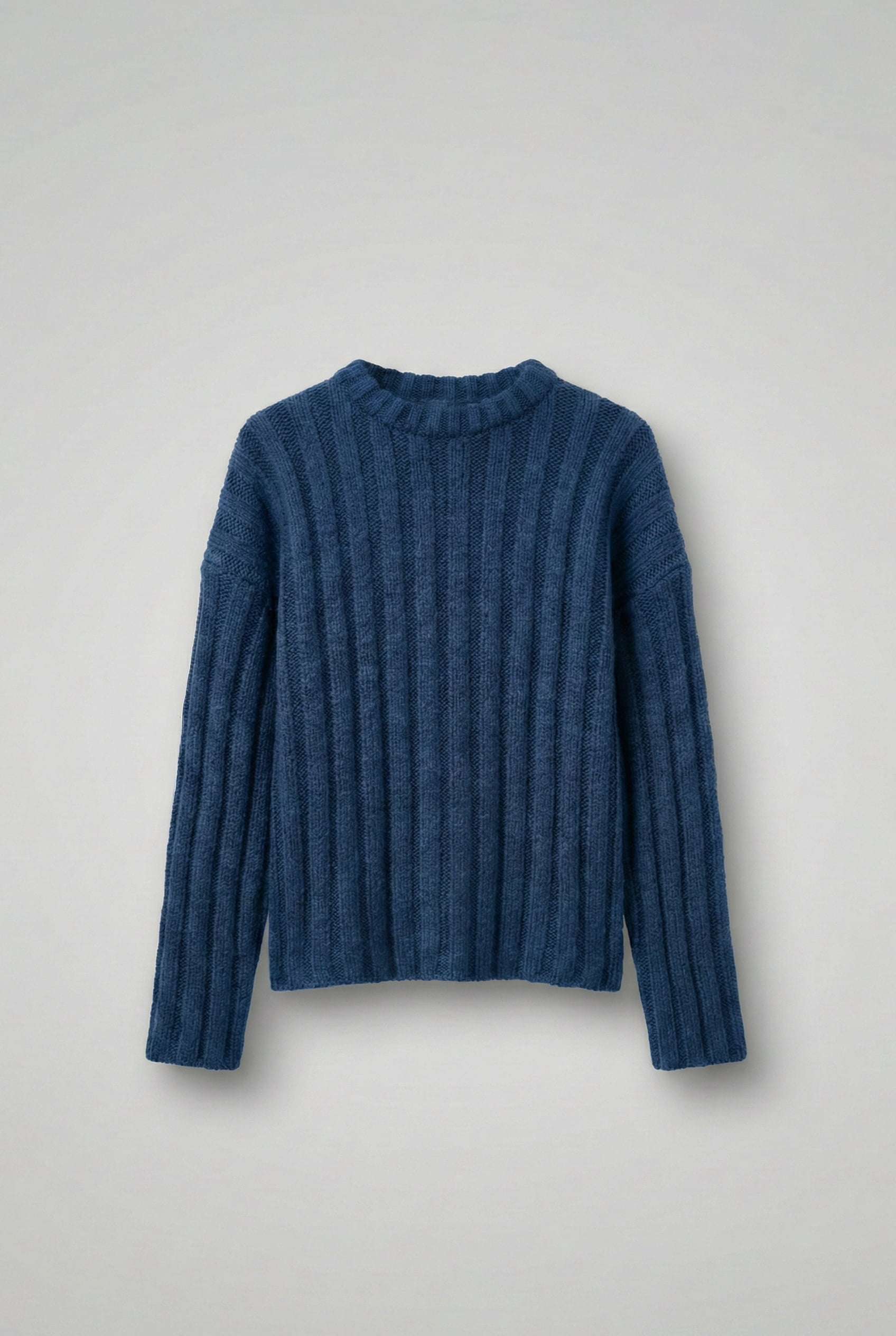 Erkek Oversize Kalın Fitilli Triko Kazak Indigo