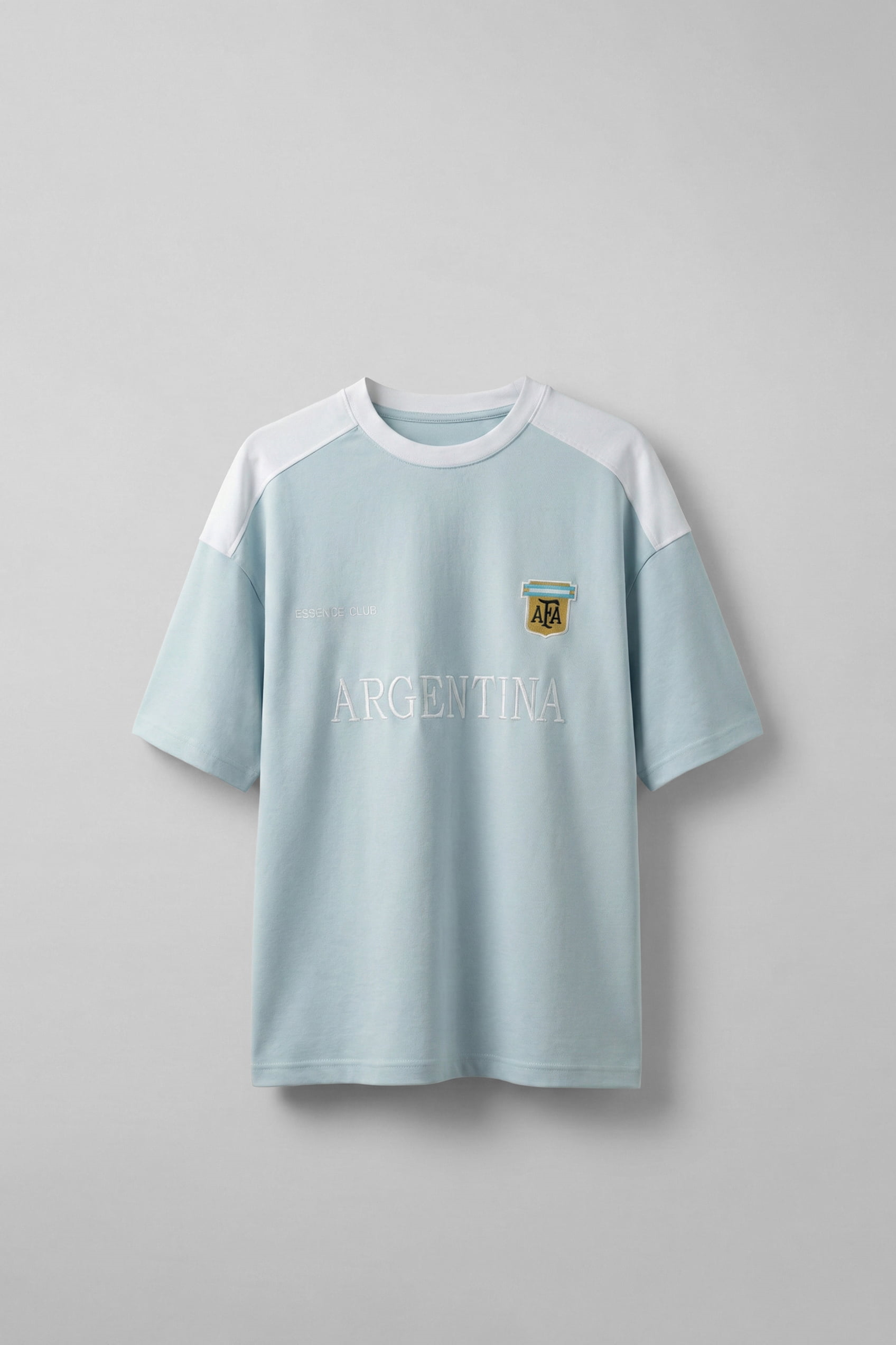 Erkek Oversize Nakışlı Ülke Temalı Forma T-Shirt Bebek Mavi