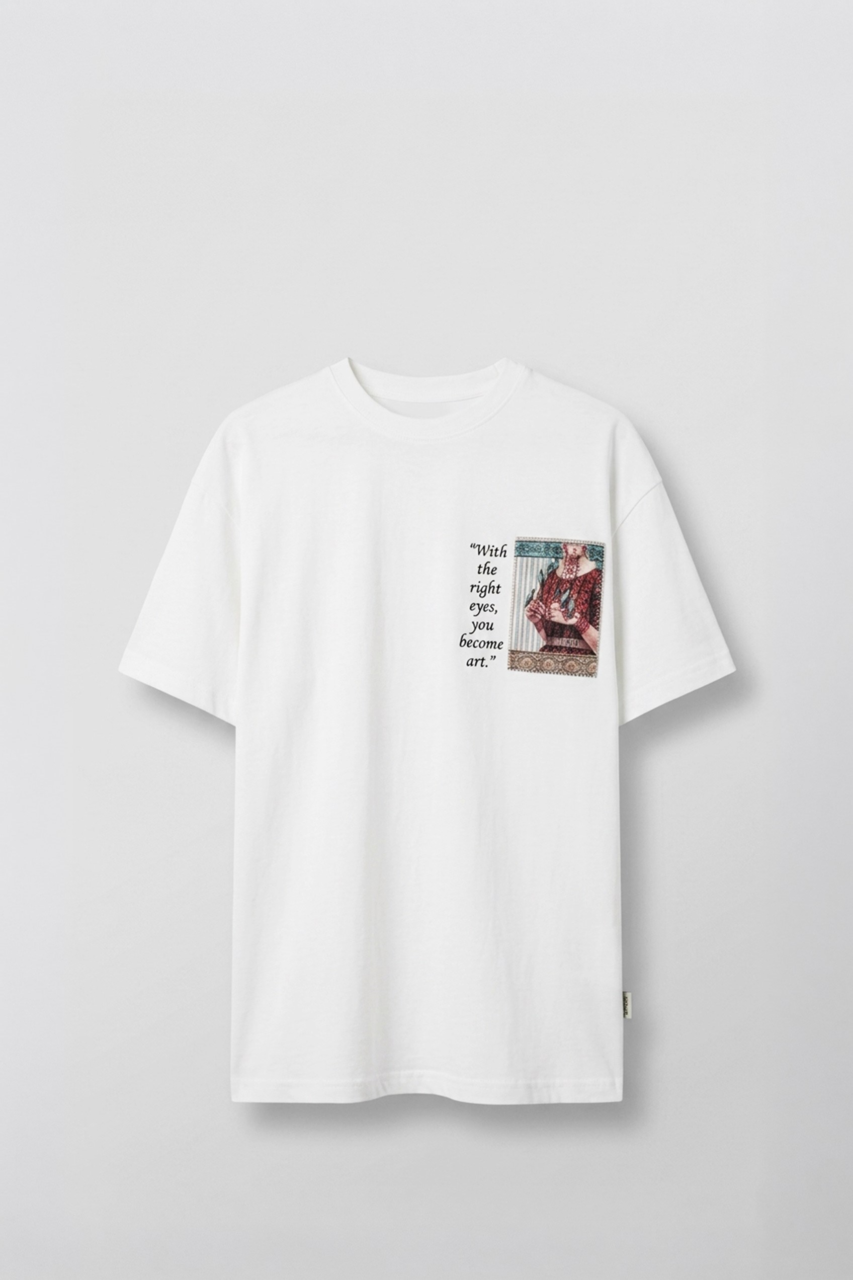 Erkek Oversize Oryantal 3D Sırt Baskılı T-Shirt Beyaz | ABLUKA