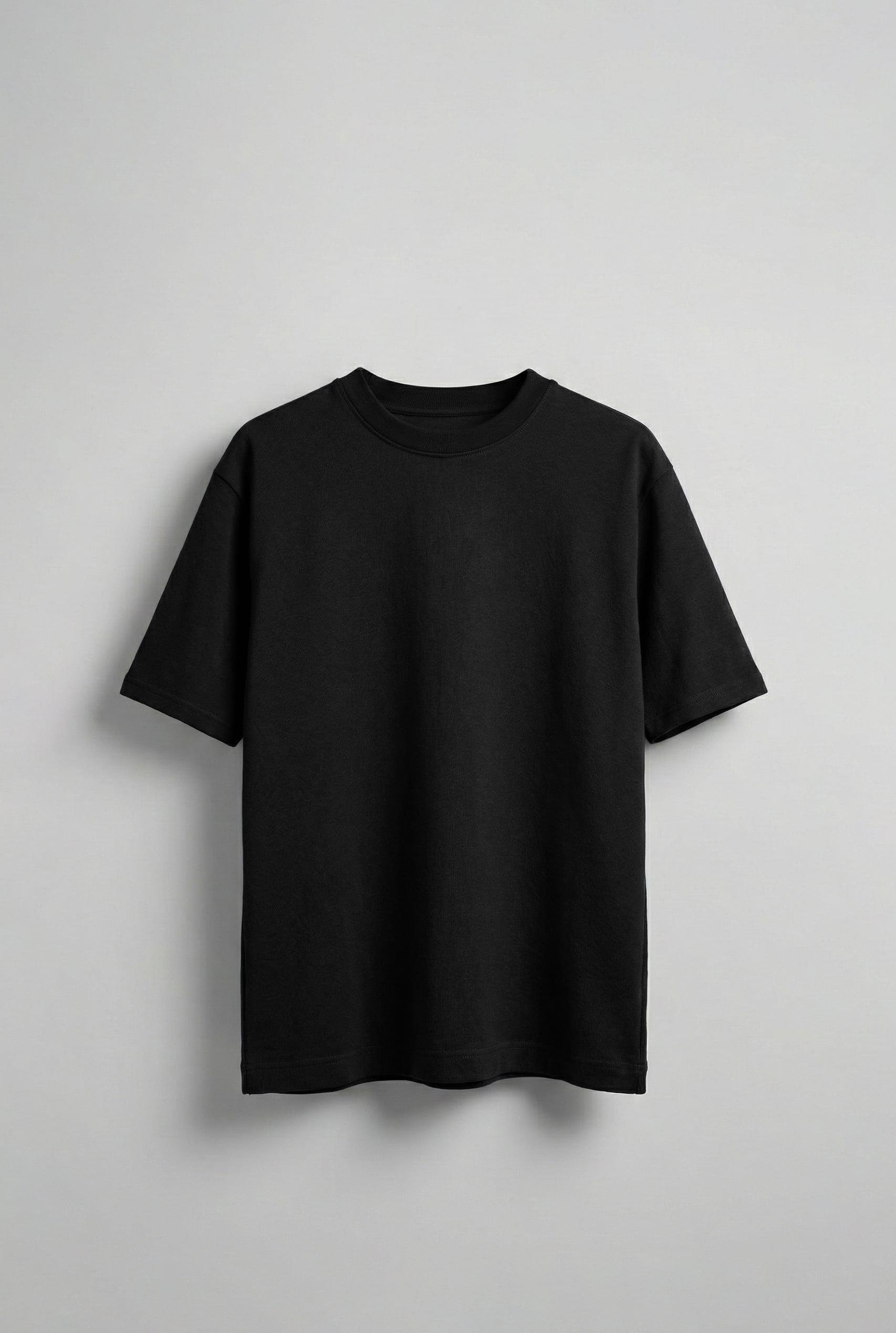 Erkek Oversize Premium Kumaş Gramajlı Basic T-Shirt Siyah