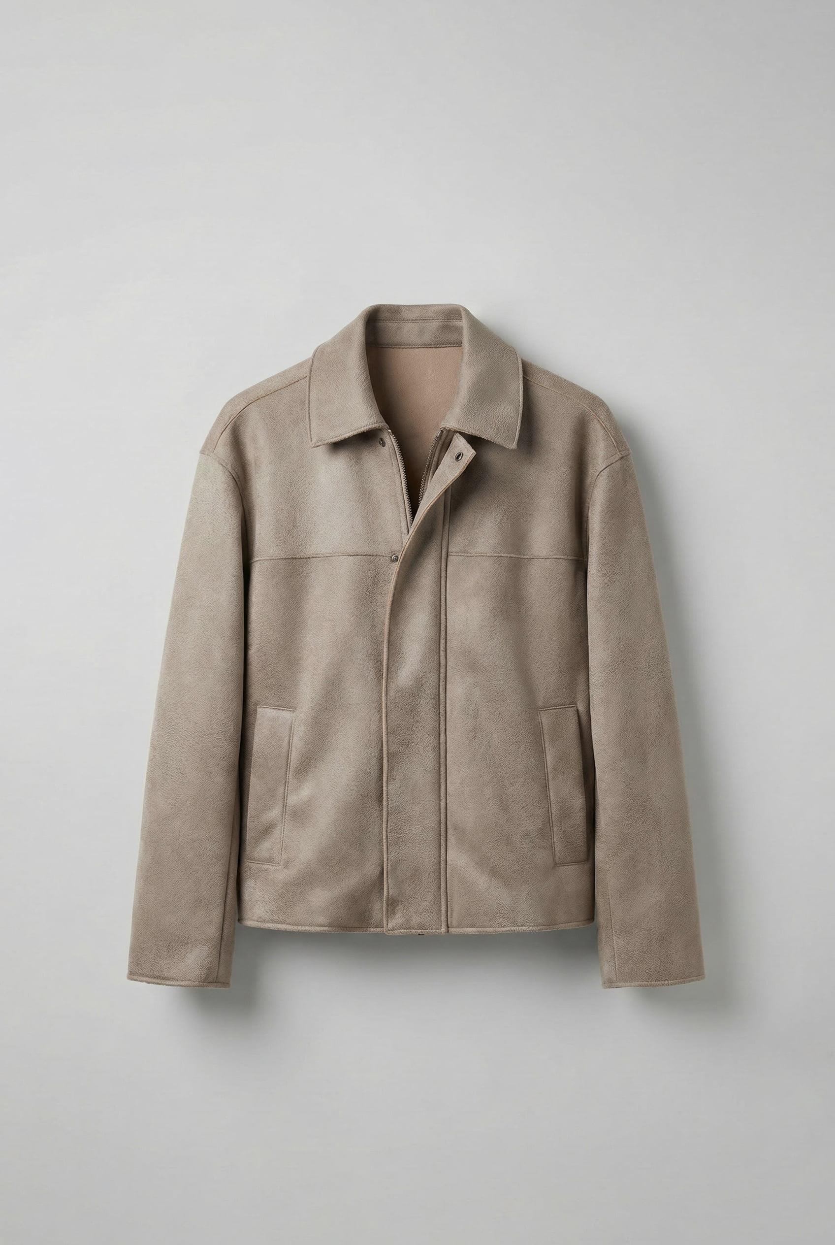 Erkek Oversize Süet Görünümlü Ceket Bej