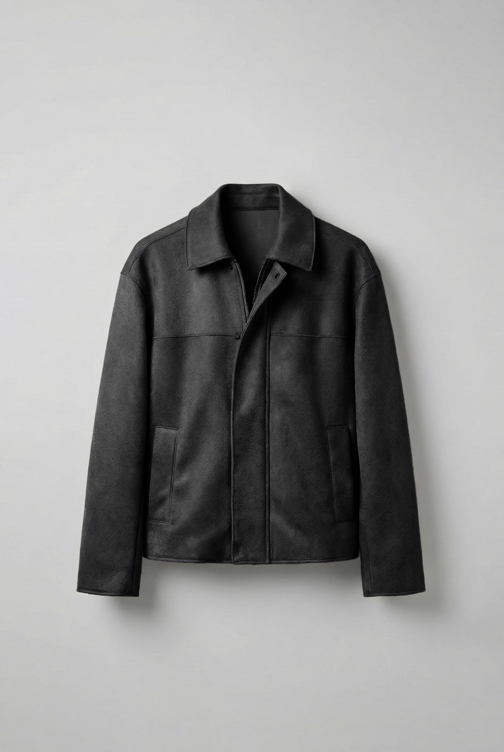 Erkek Oversize Süet Görünümlü Ceket Siyah