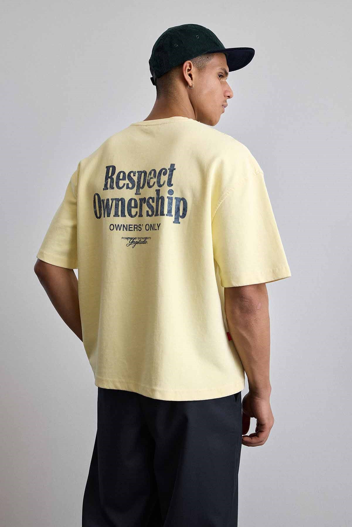 BACKBEAT 2023 グッズTシャツ Lサイズ Erkek Oversize Yıkamalı Arkası Baskılı T-Shirt Sarı | ABLUKA