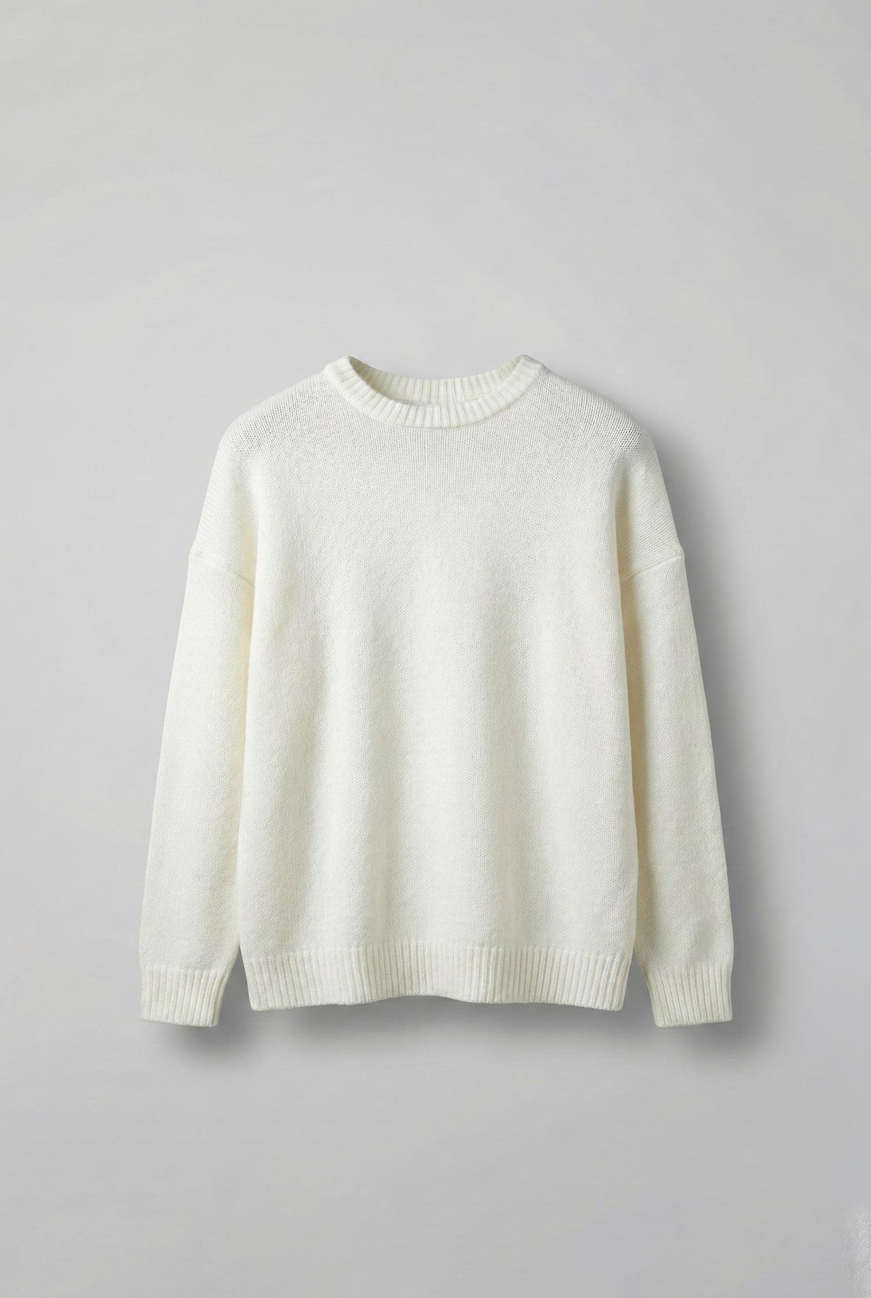 Erkek Oversize Yumuşak Dokulu Kazak Ekru