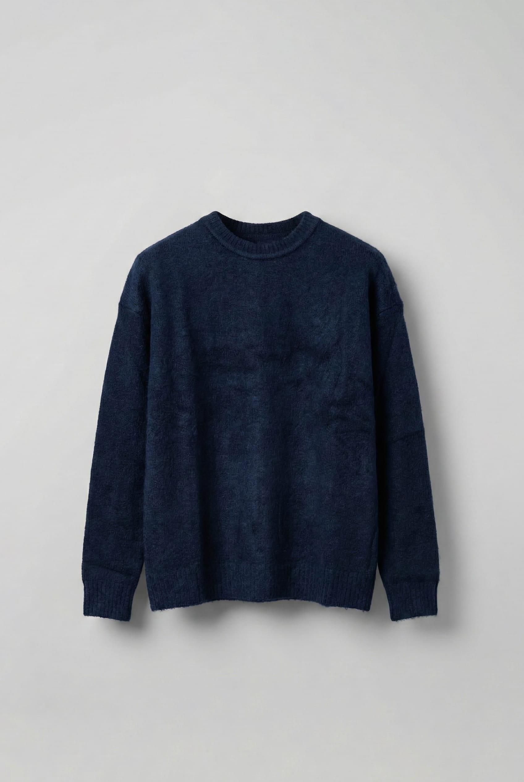 Erkek Oversize Yumuşak Dokulu Kazak Lacivert