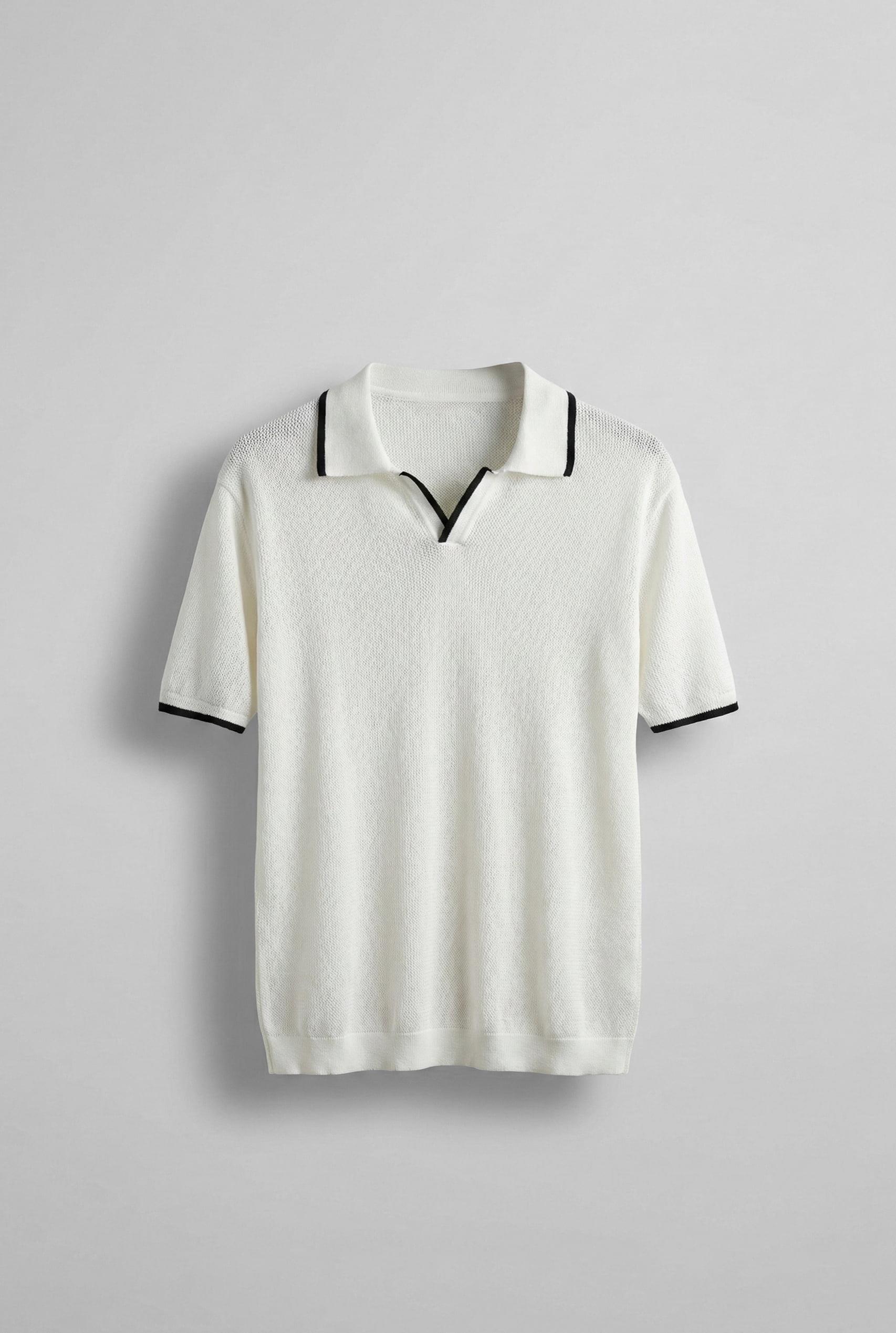 Erkek Polo Yaka Triko T-Shirt Ekru
