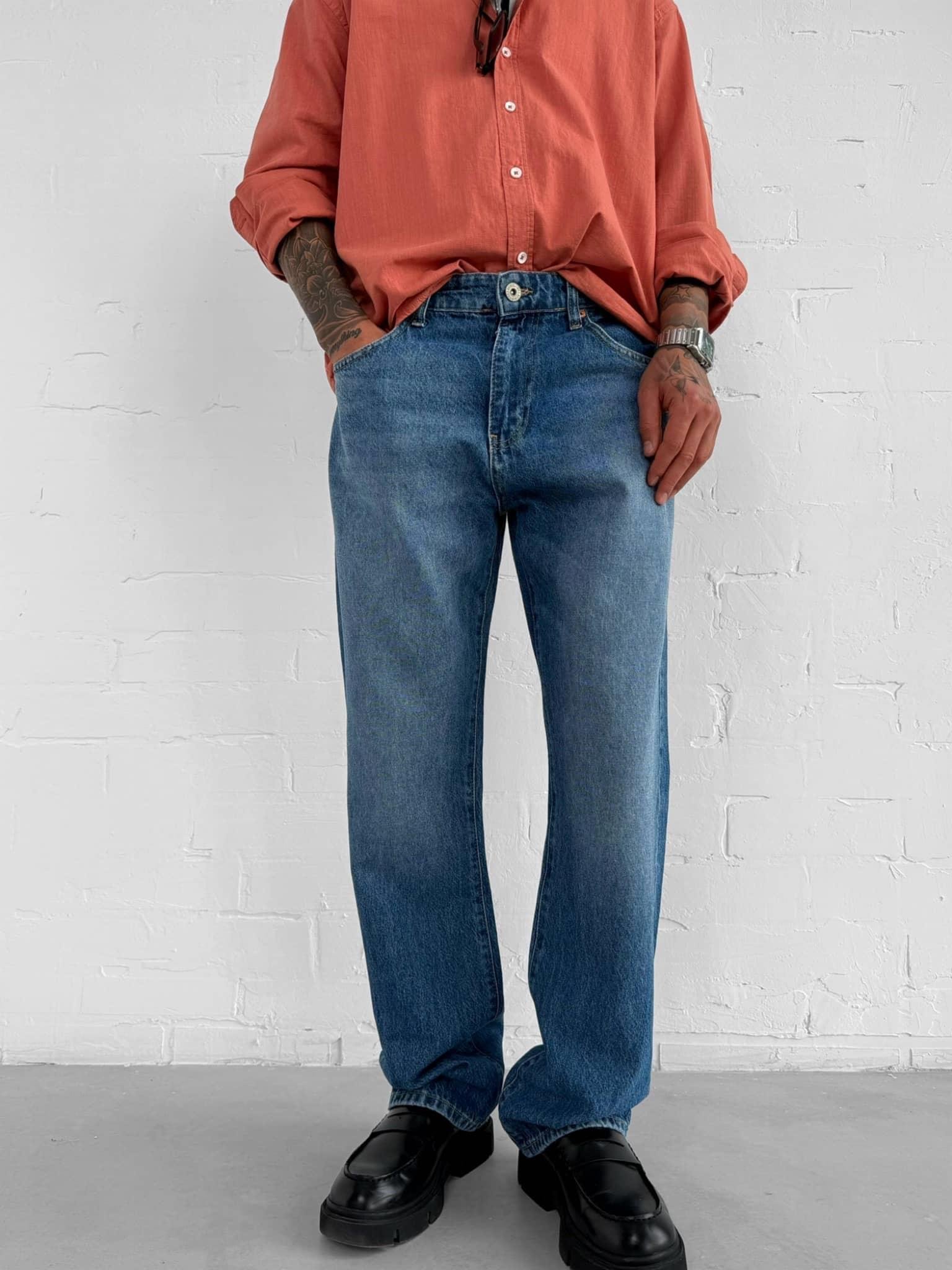 Erkek Premium Baggy Jean Pantolon Mavi