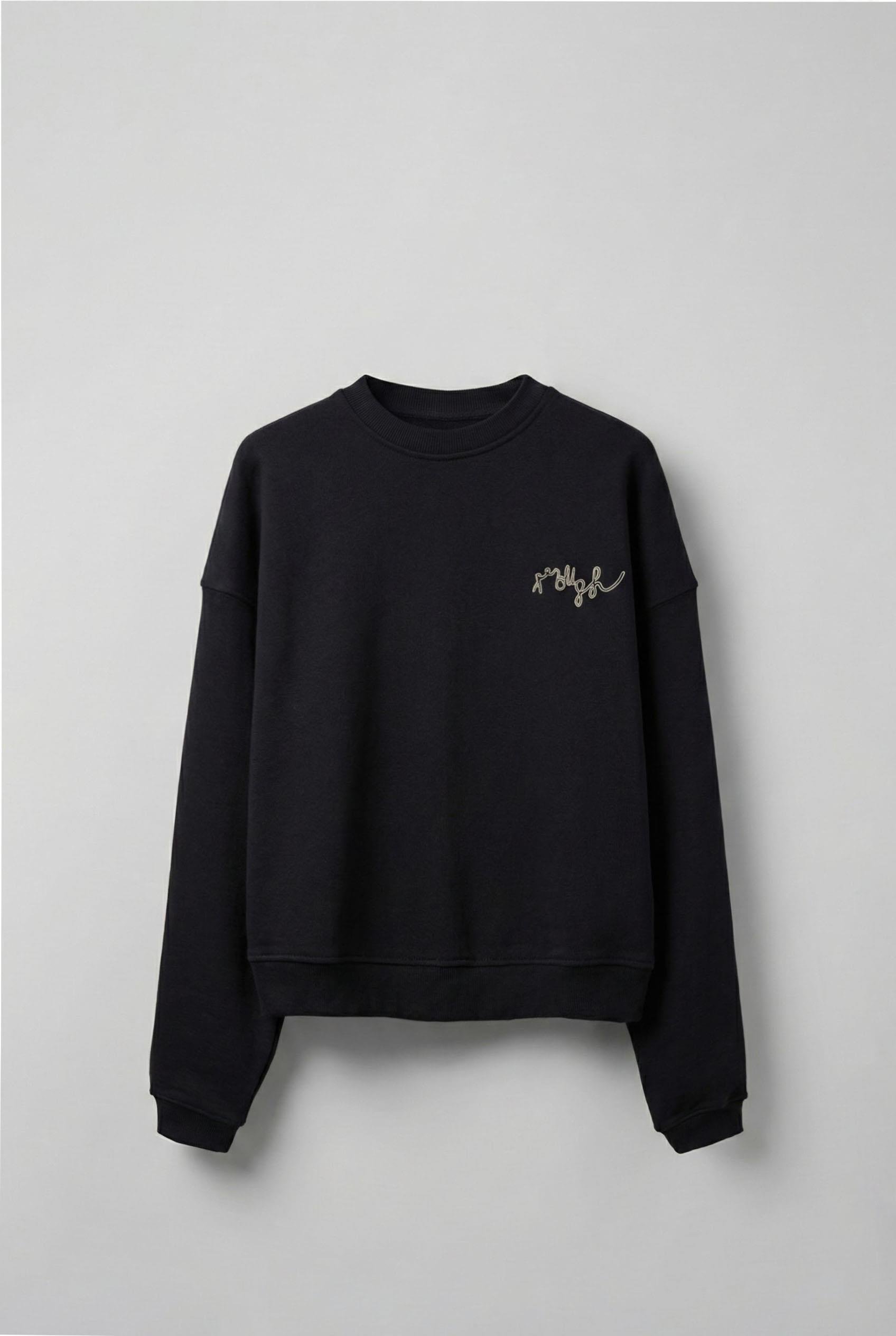 Erkek Premium Nakış Detaylı Limited Sweatshirt Siyah