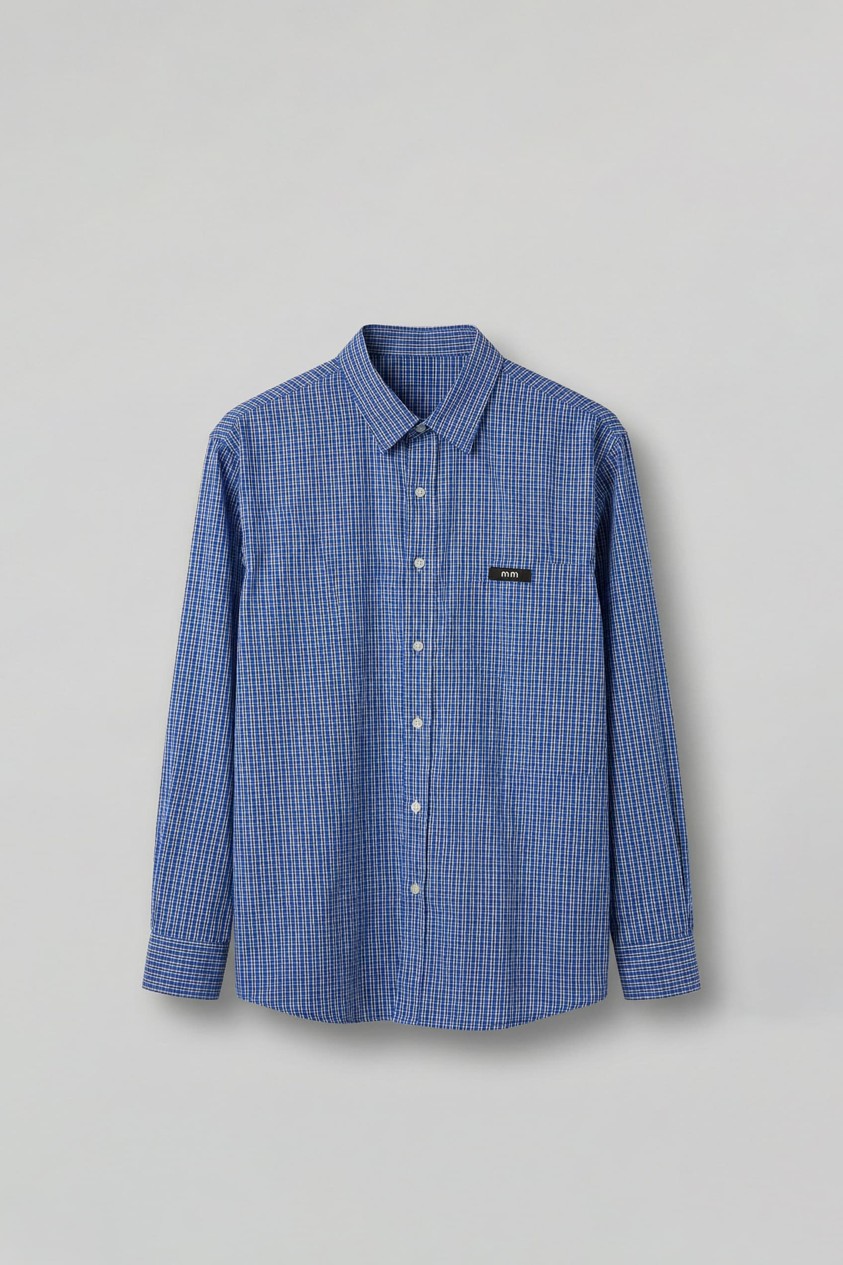 Erkek Regular Fit %100 Pamuk Uzun Kollu Kareli Gömlek Mavi