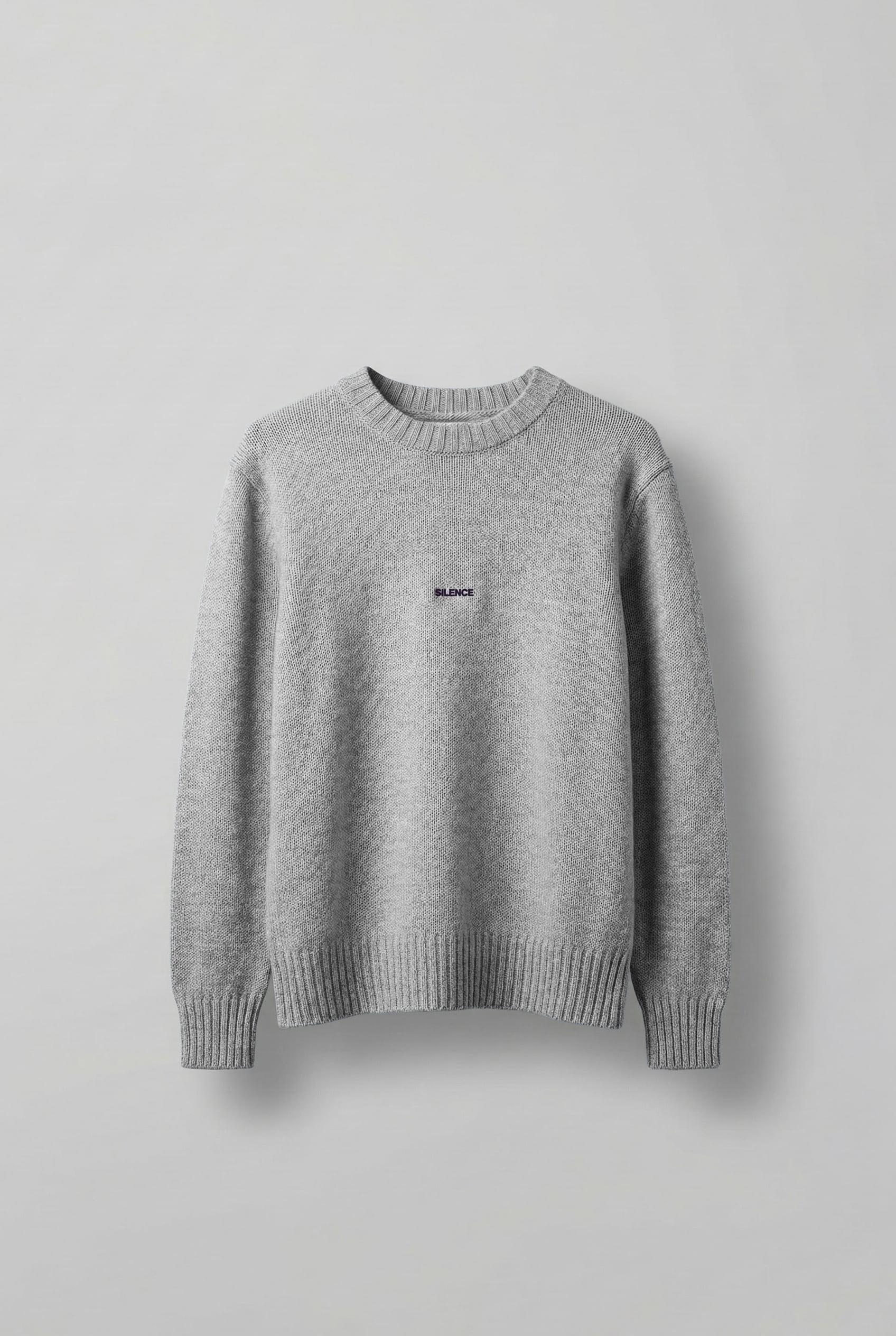 Erkek Regular Fit Bisiklet Yaka Kazak Gri