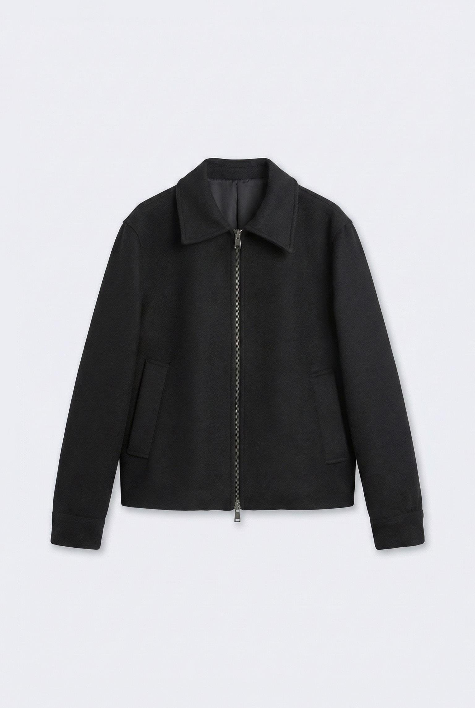 Erkek Relax Fit Kaşe Mont Siyah