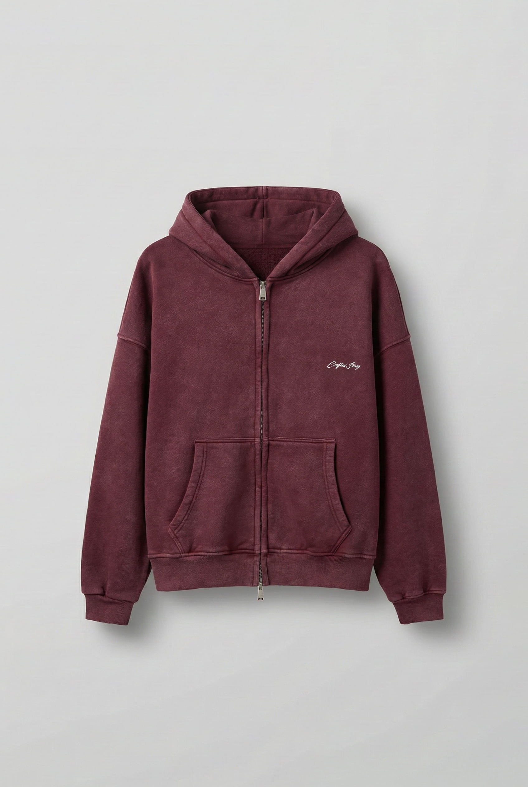 Erkek Relax Fit Yıkamalı Kapüşonlu Sweatshirt Bordo