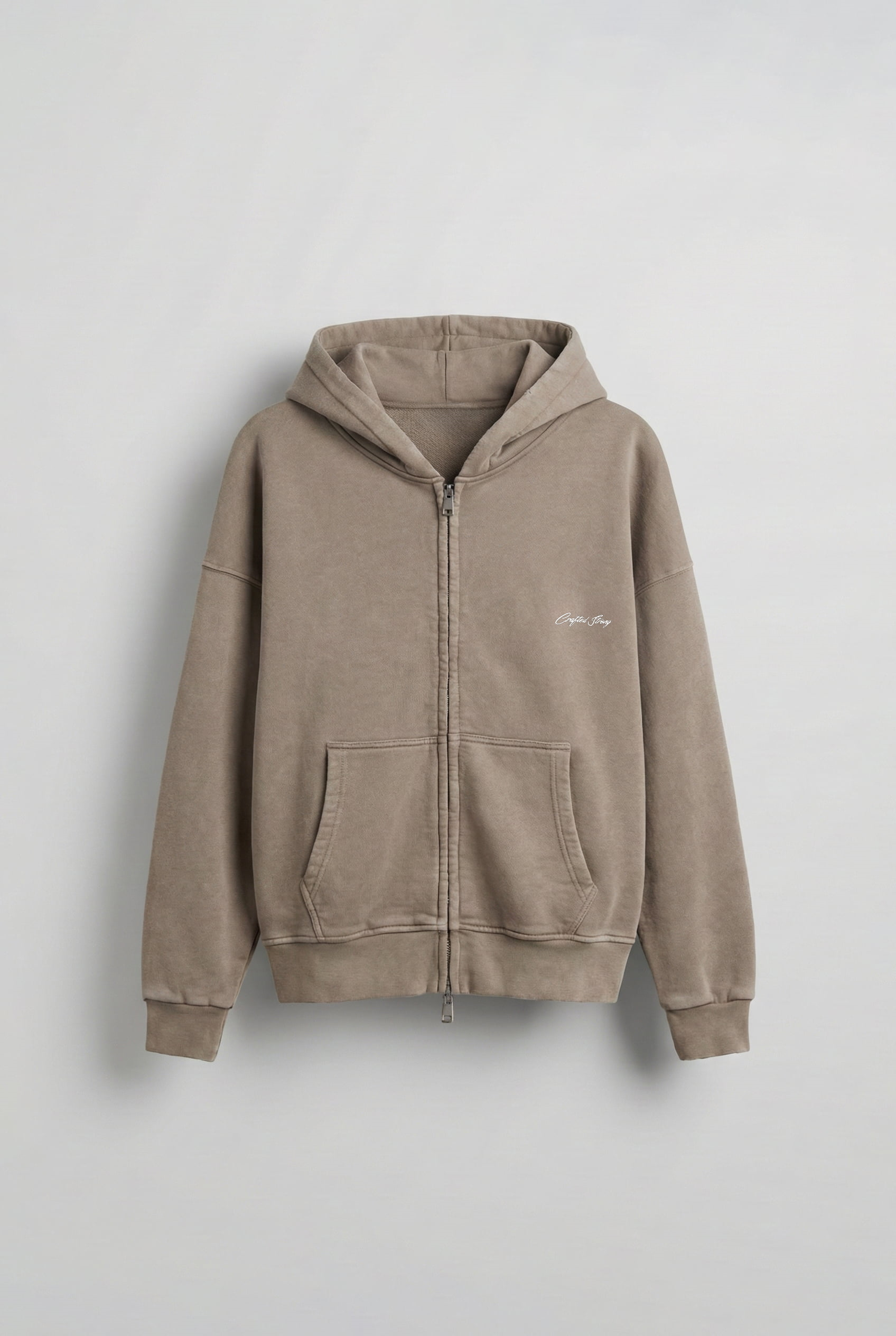 Erkek Relax Fit Yıkamalı Kapüşonlu Sweatshirt Koyu Bej