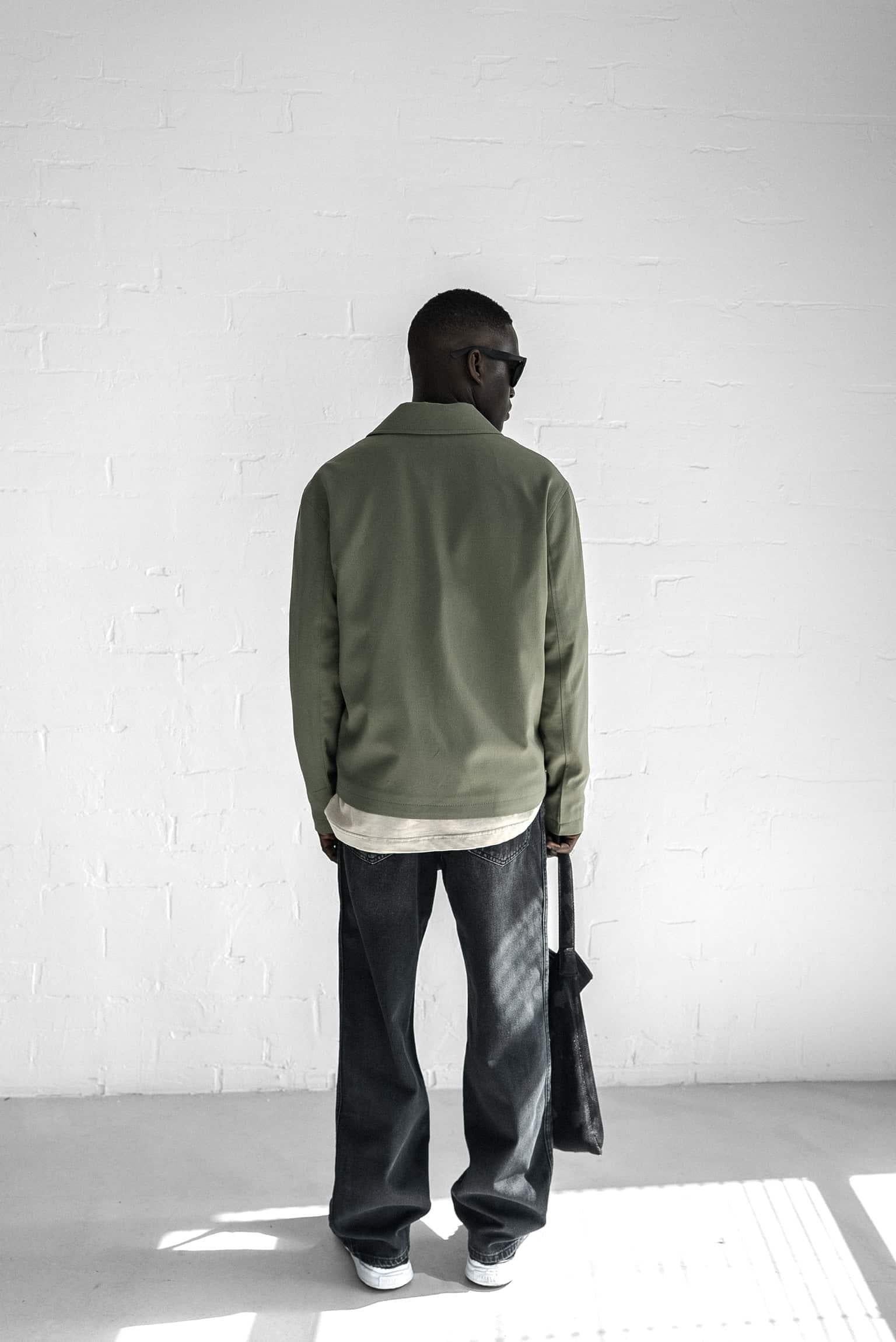 Erkek Relaxed Fit Fermuarlı İnce Ceket Yeşil · 5