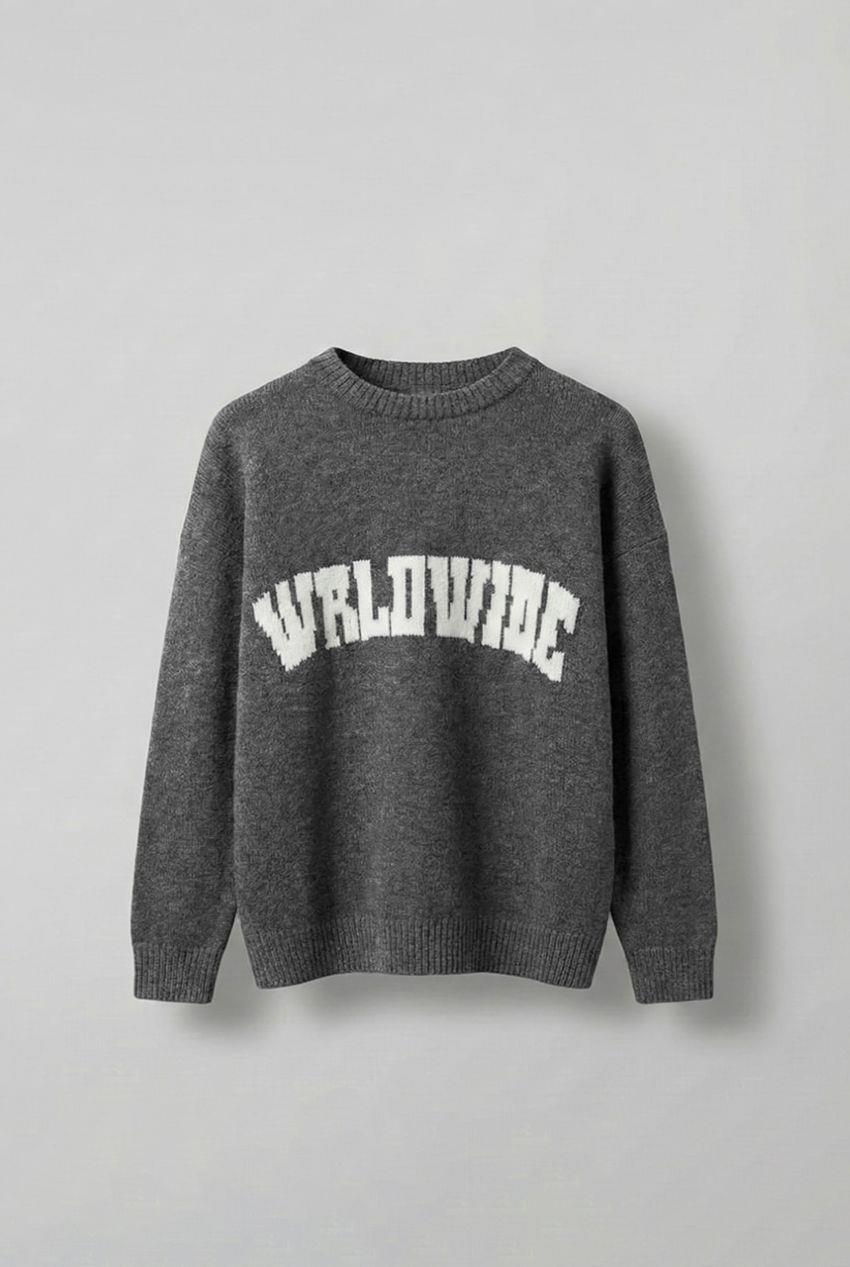 Erkek Relaxed Fit Premium Triko Kazak Füme