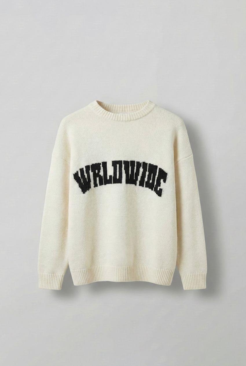 Erkek Relaxed Fit Premium Triko Kazak Ekru