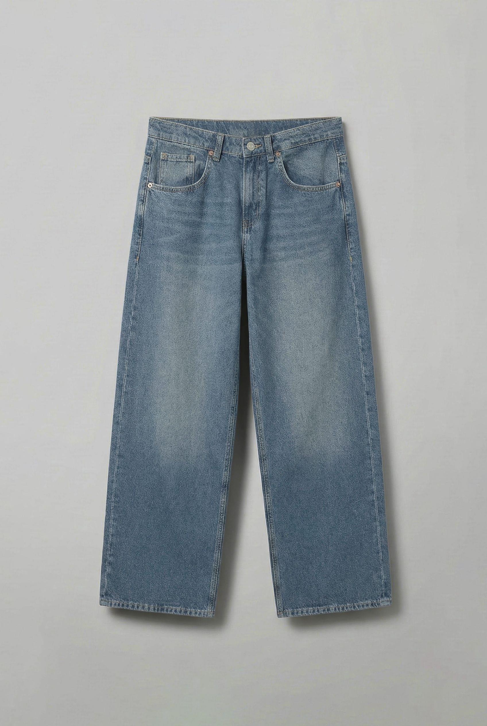 Erkek Süper Baggy Fit Jean Pantolon Soluk Mavi