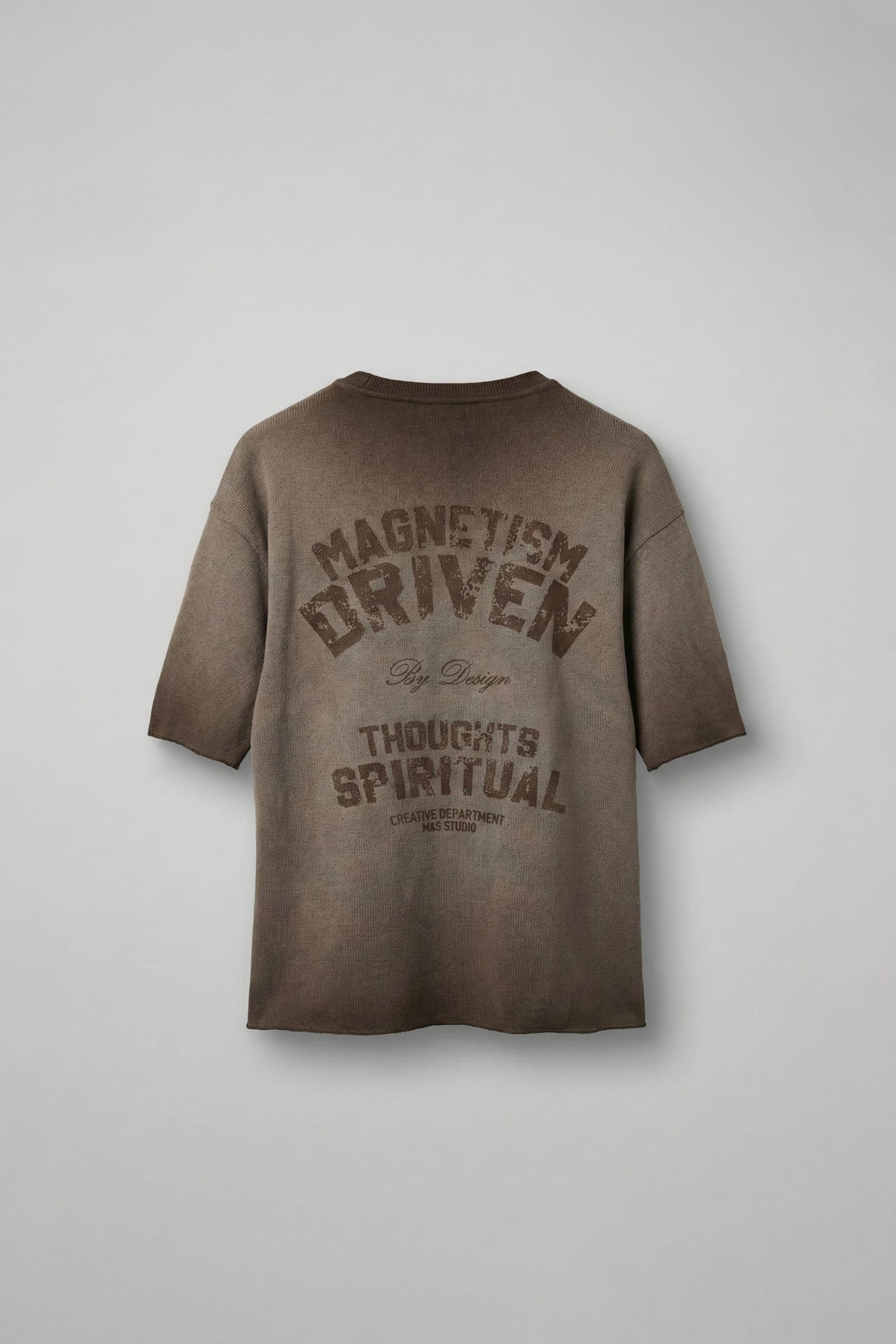 Erkek Yıkamalı Örme Premium Oversize T-Shirt Kahve