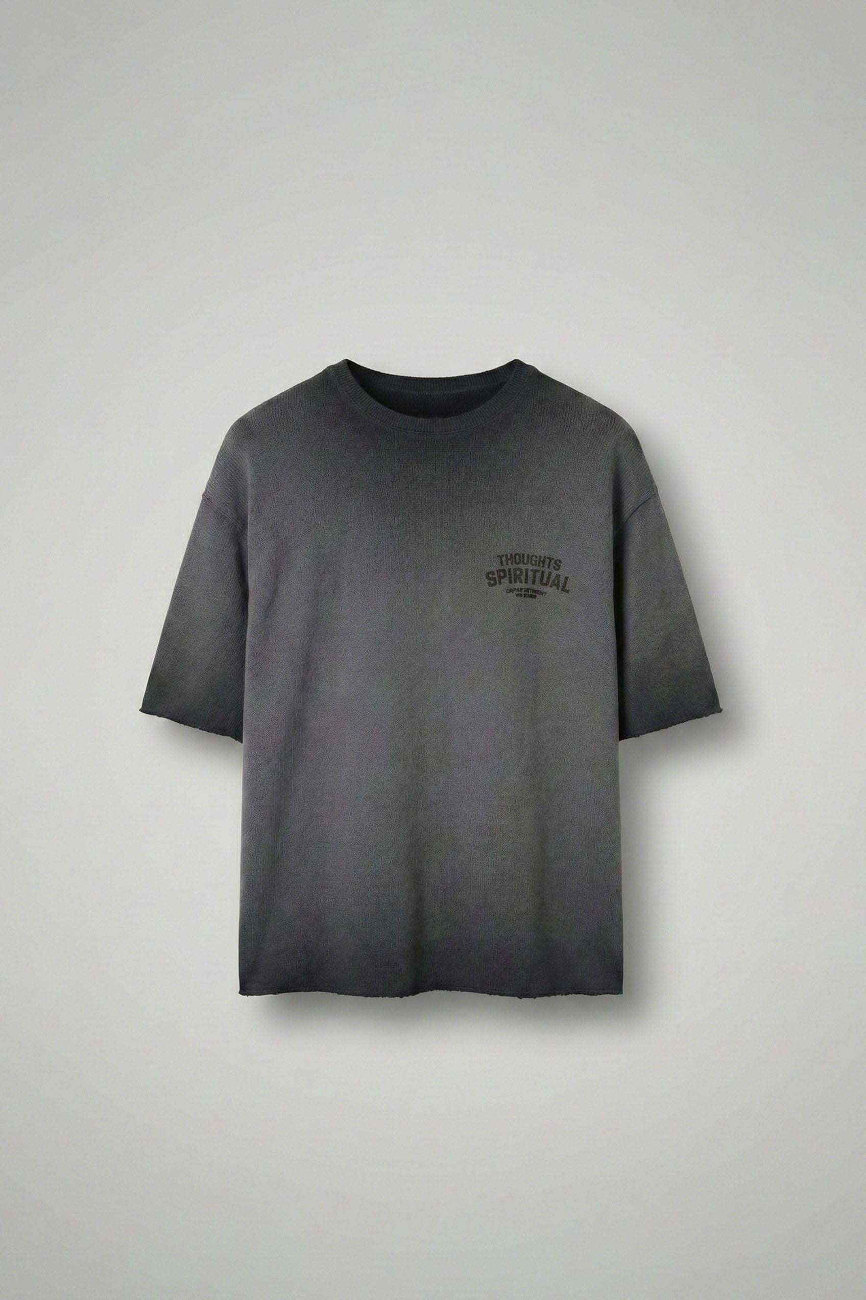 Erkek Yıkamalı Örme Premium Oversize T-Shirt Siyah · 2
