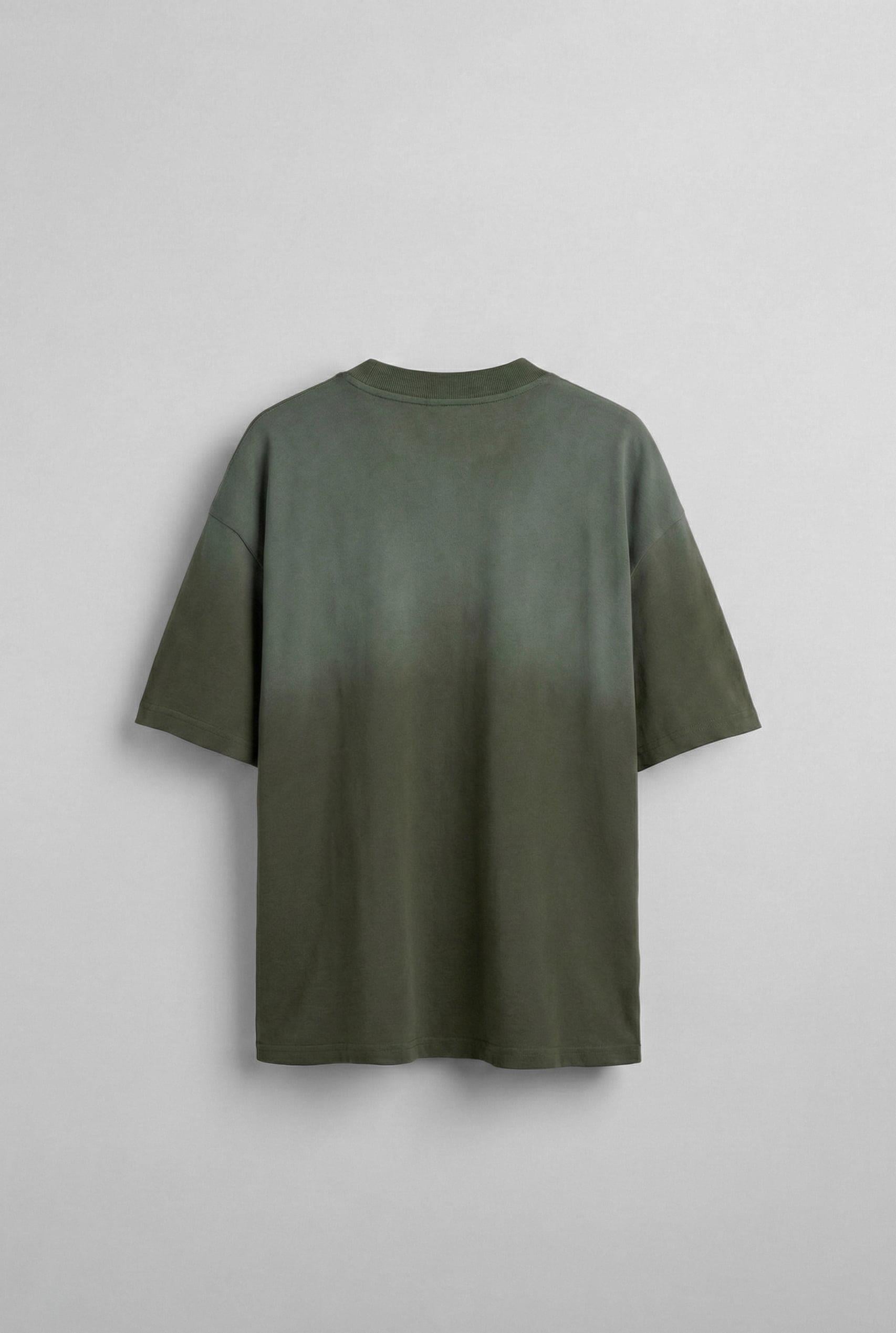 Erkek Yıkamalı Premium Kumaş Oversize T-Shirt Yeşil · 2
