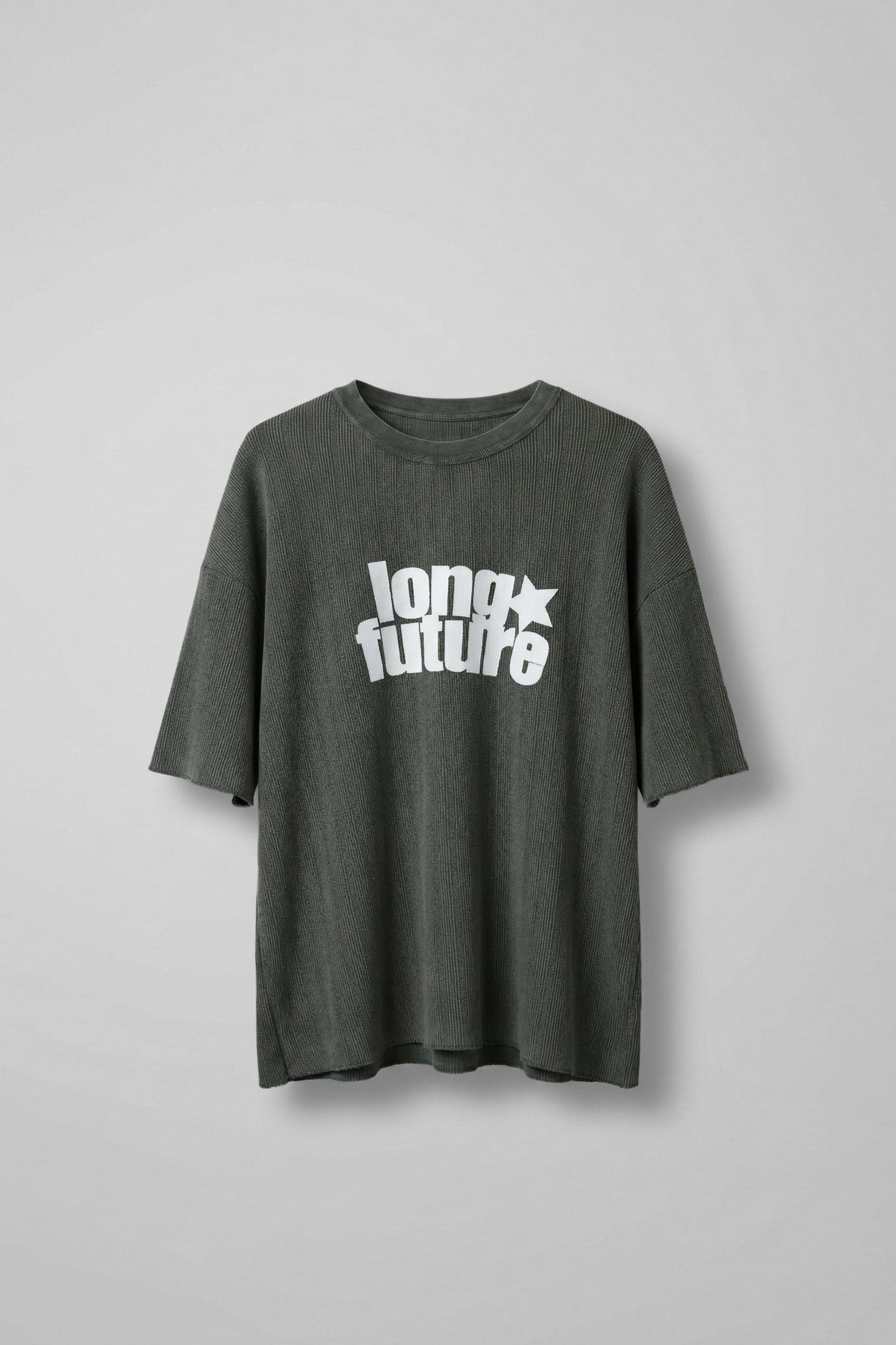 Erkek Yıkamalı Ribana Kumaş Oversize T-Shirt Haki Yeşil