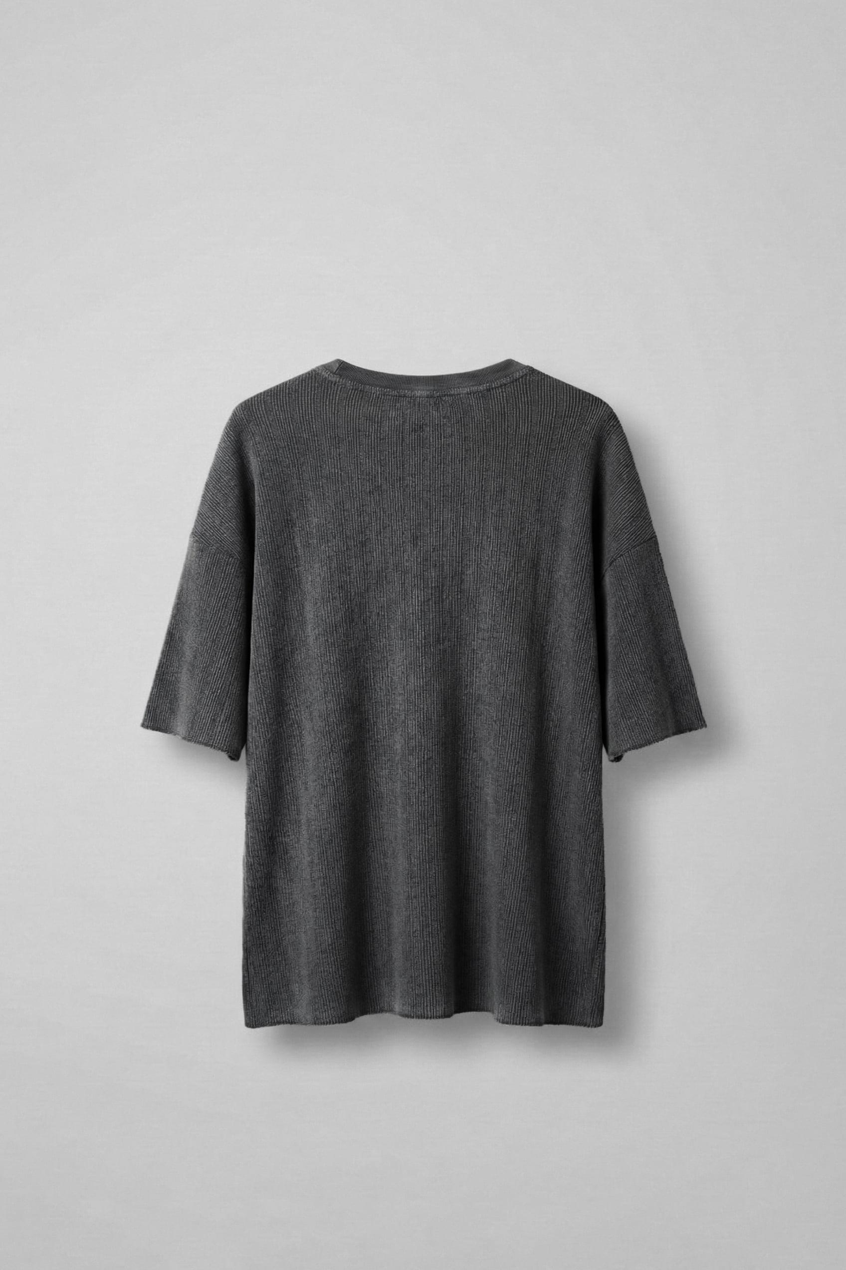 Erkek Oversize Yıkamalı Ribana T-Shirt Siyah | Abluka