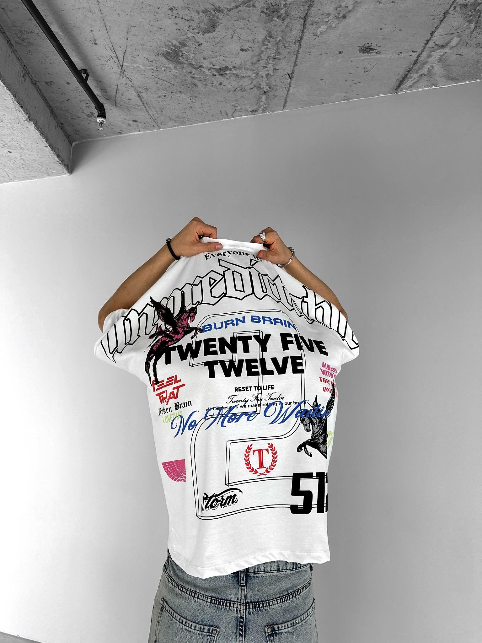 Extra Oversize Baskılı T-Shirt Beyaz