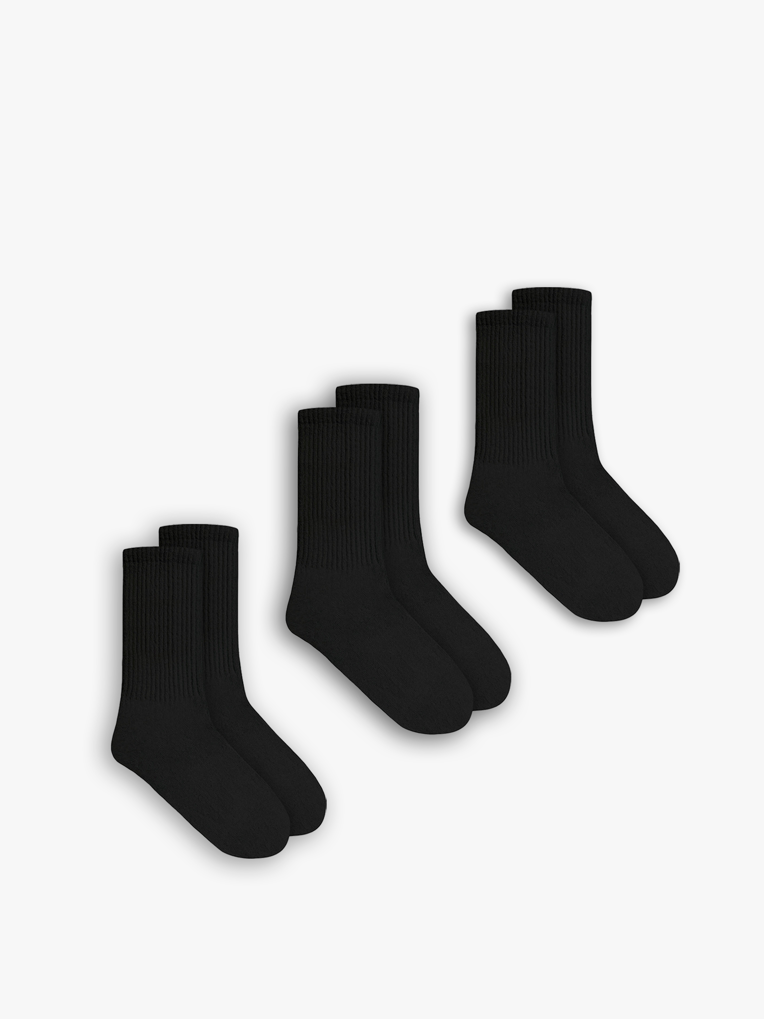 Unisex 3'Lü Basic Uzun Kolej Tenis Çorap Siyah