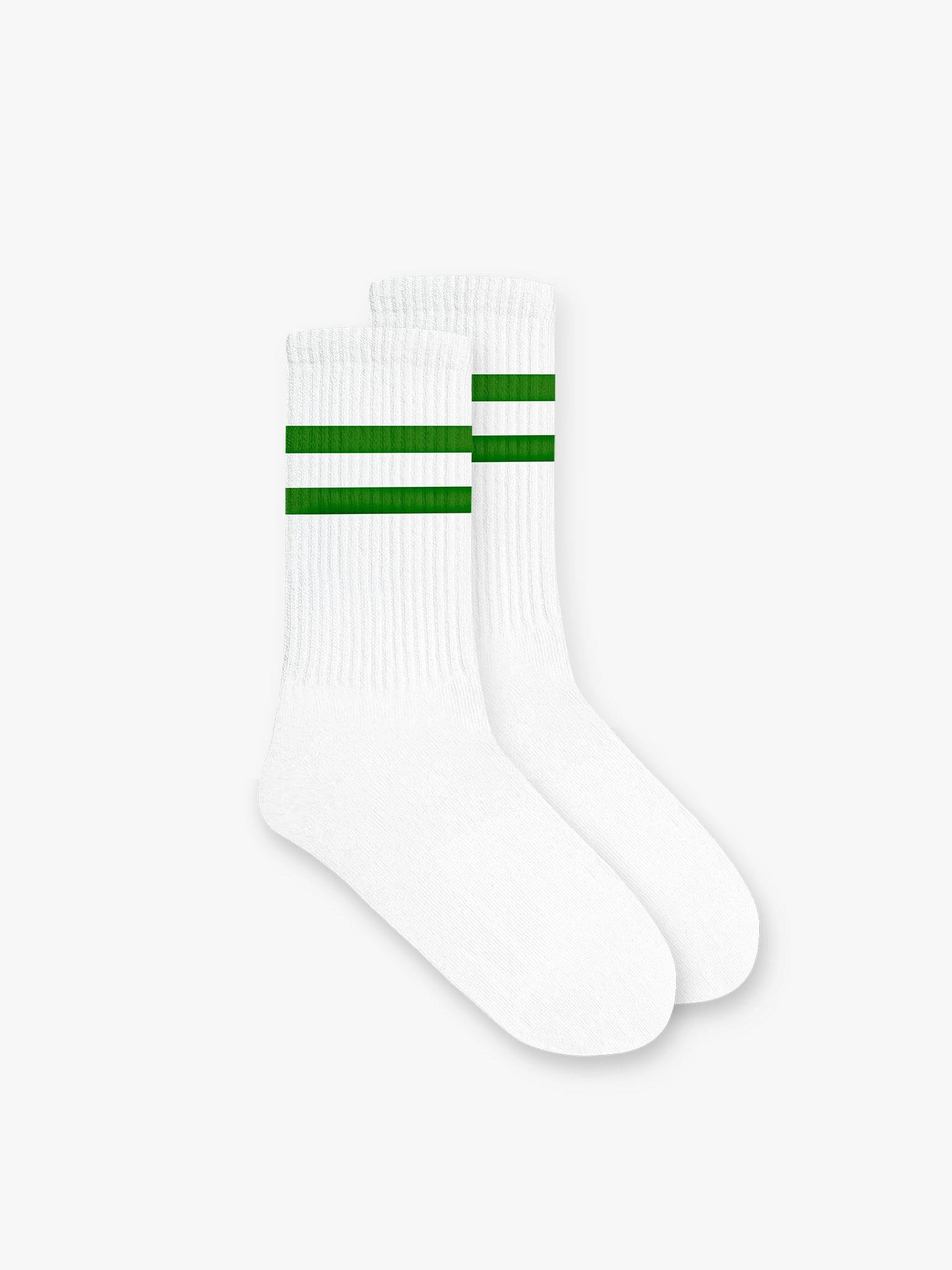 Unisex Çizgili Desenli Uzun Kolej Tenis Çorap Yeşil