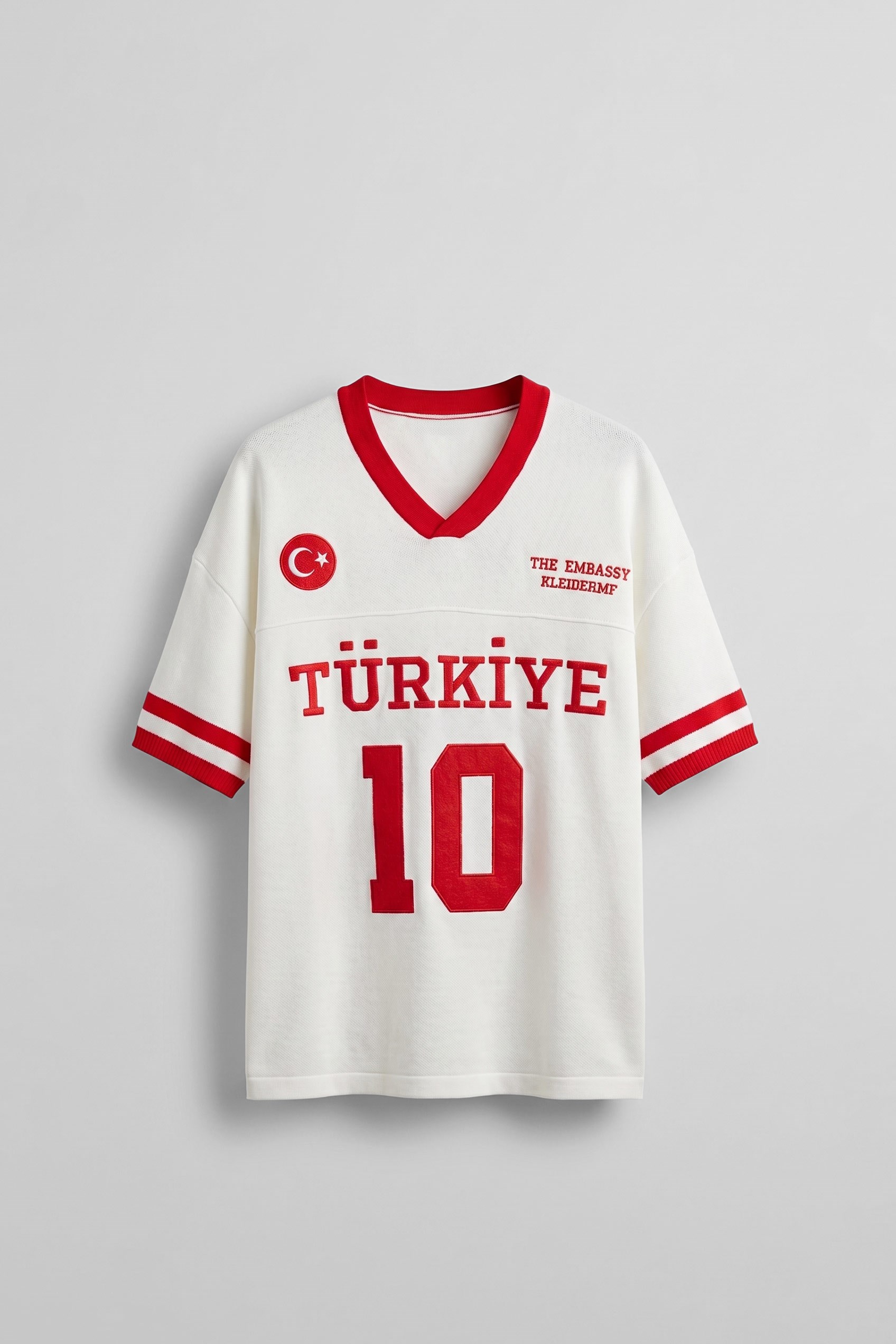 Unisex Oversize Premium Ay Yıldız Triko Forma T-Shirt Ekru | ABLUKA