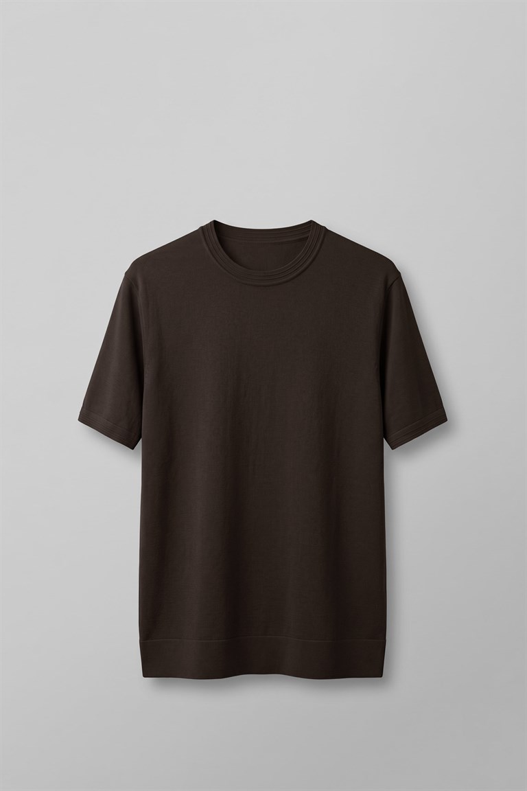 Erkek Slim Fit Triko T-Shirt Kahverengi | ABLUKA