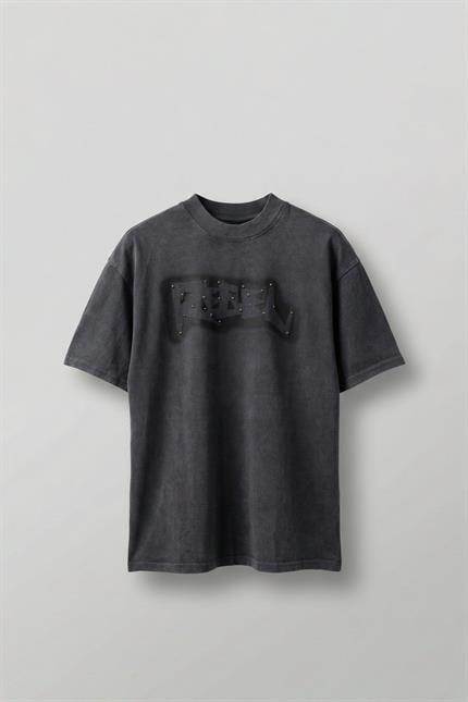 Erkek Oversize Baskılı Yıkamalı T-Shirt Siyah | Abluka