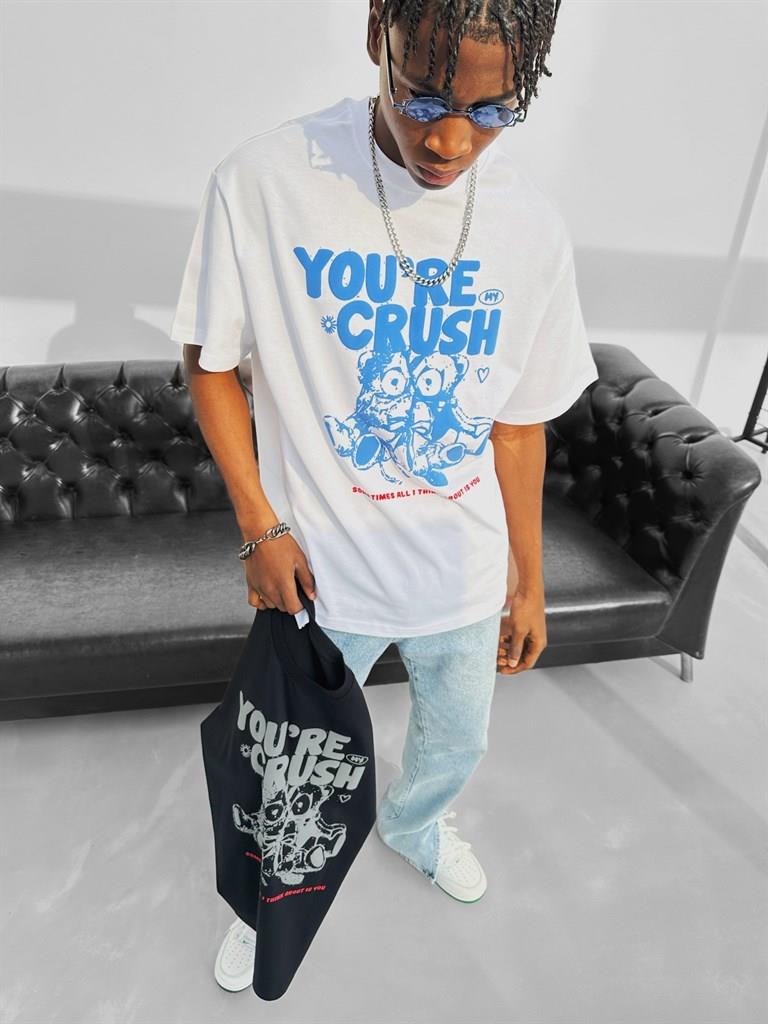 You're Crush Baskılı Oversize TShirt Beyaz