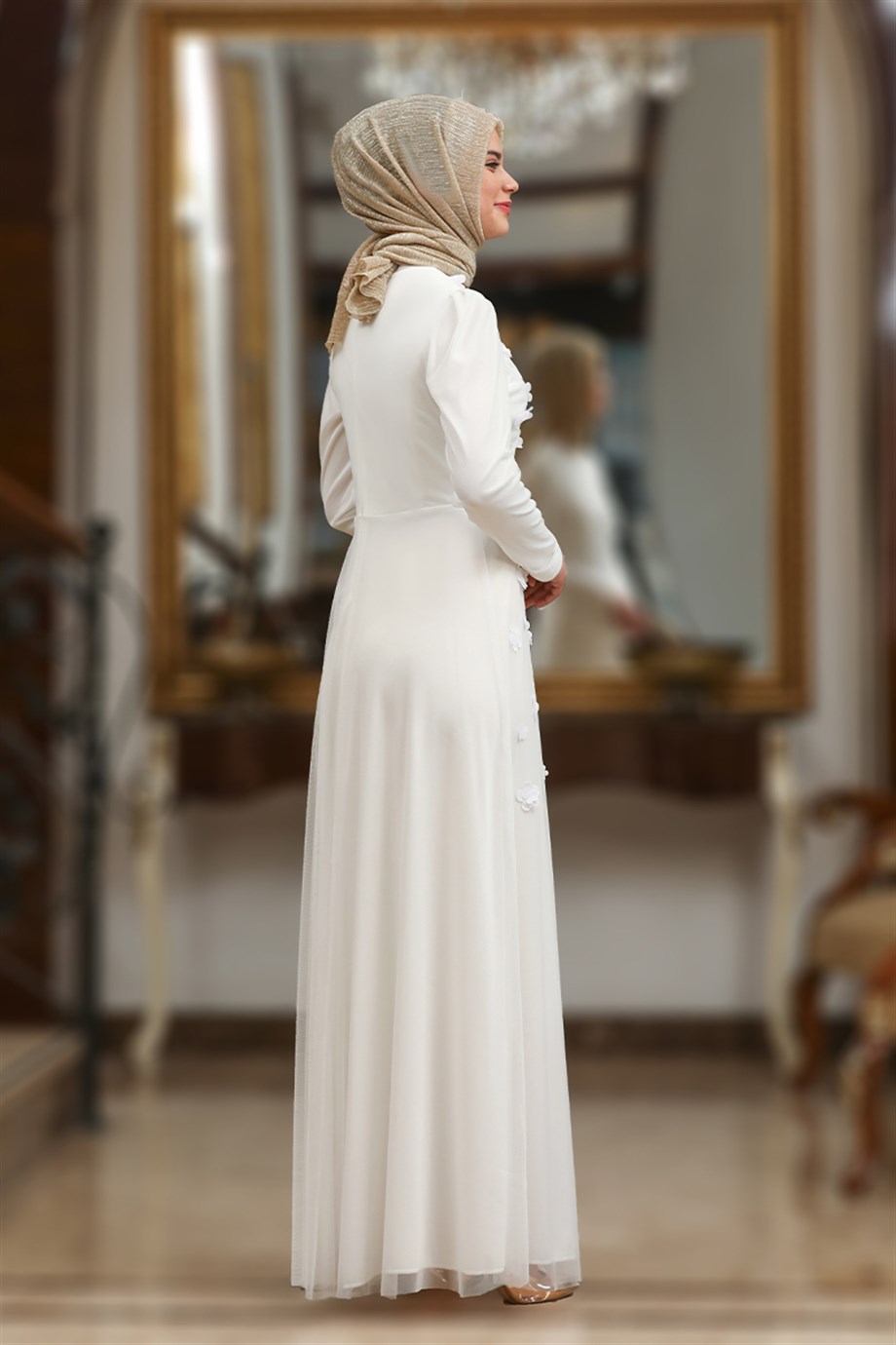 Nihan Elbise Beyaz - Sure Tesettür
