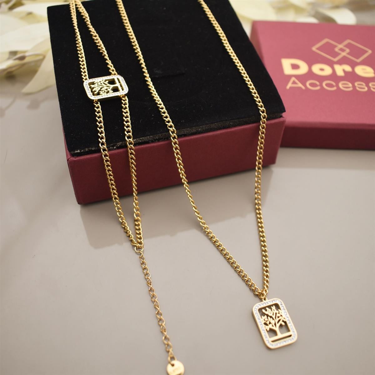 Hayat Ağacı Altın Kaplama Çelik Set