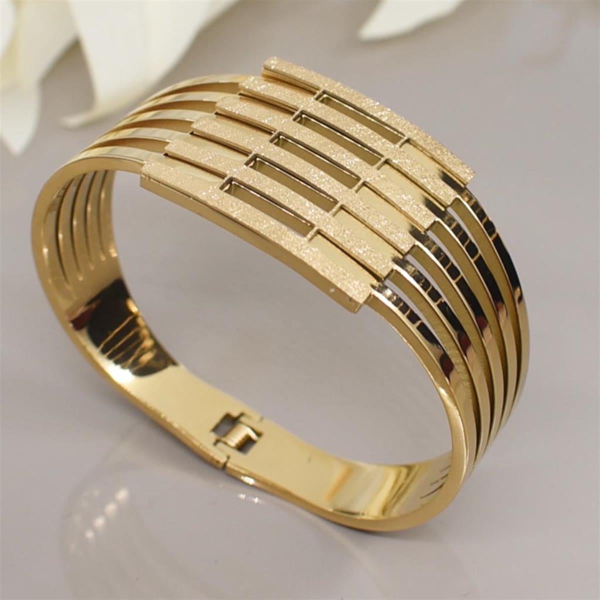 6 Kaburga Yaldızlı  Altın Kaplama Çelik  Kelepçe