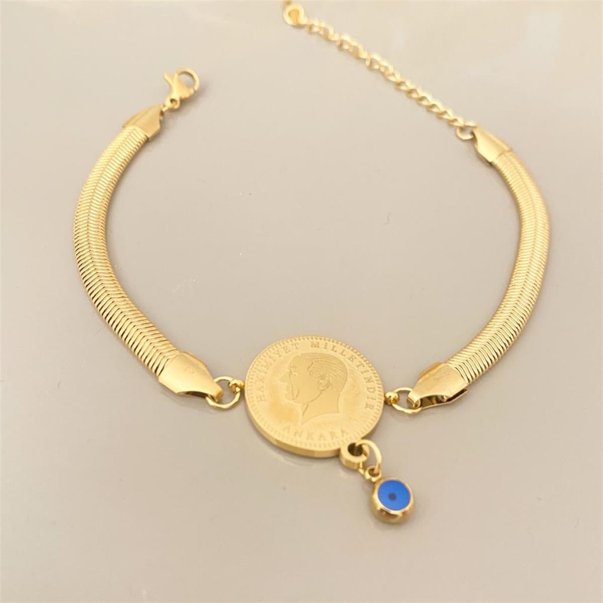 Ata Liralı Altın Kaplama Çelik Bileklik