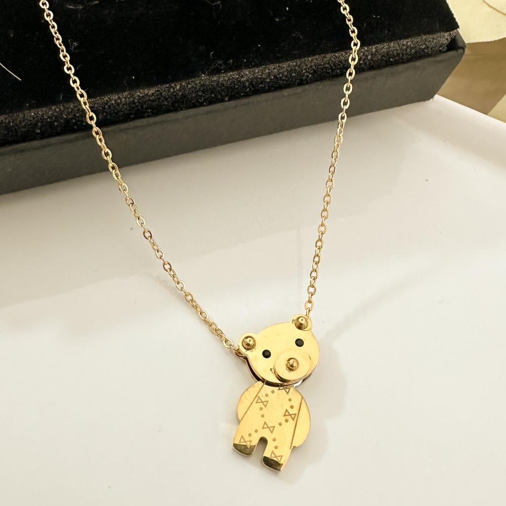 Ayıcıklı  Gold Altın Kaplama Çelik Kolye