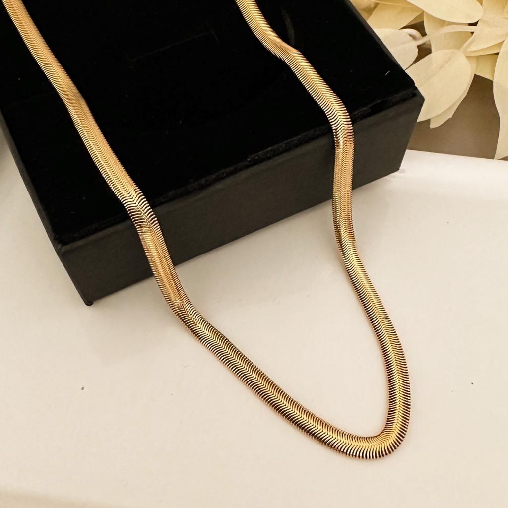 Balık Sırtı Altın Kaplama Çelik Kolye