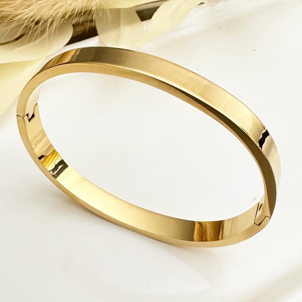 C Model Düz Altın Kaplama Çelik  Kelepçe