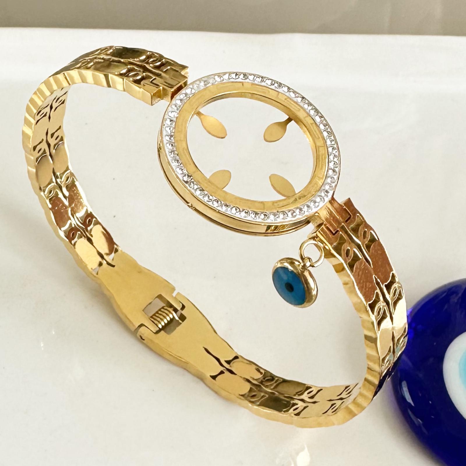 Çeyrek Takılabilir Çift Arpa Detay Altın Kaplama Çelik Kelepçe