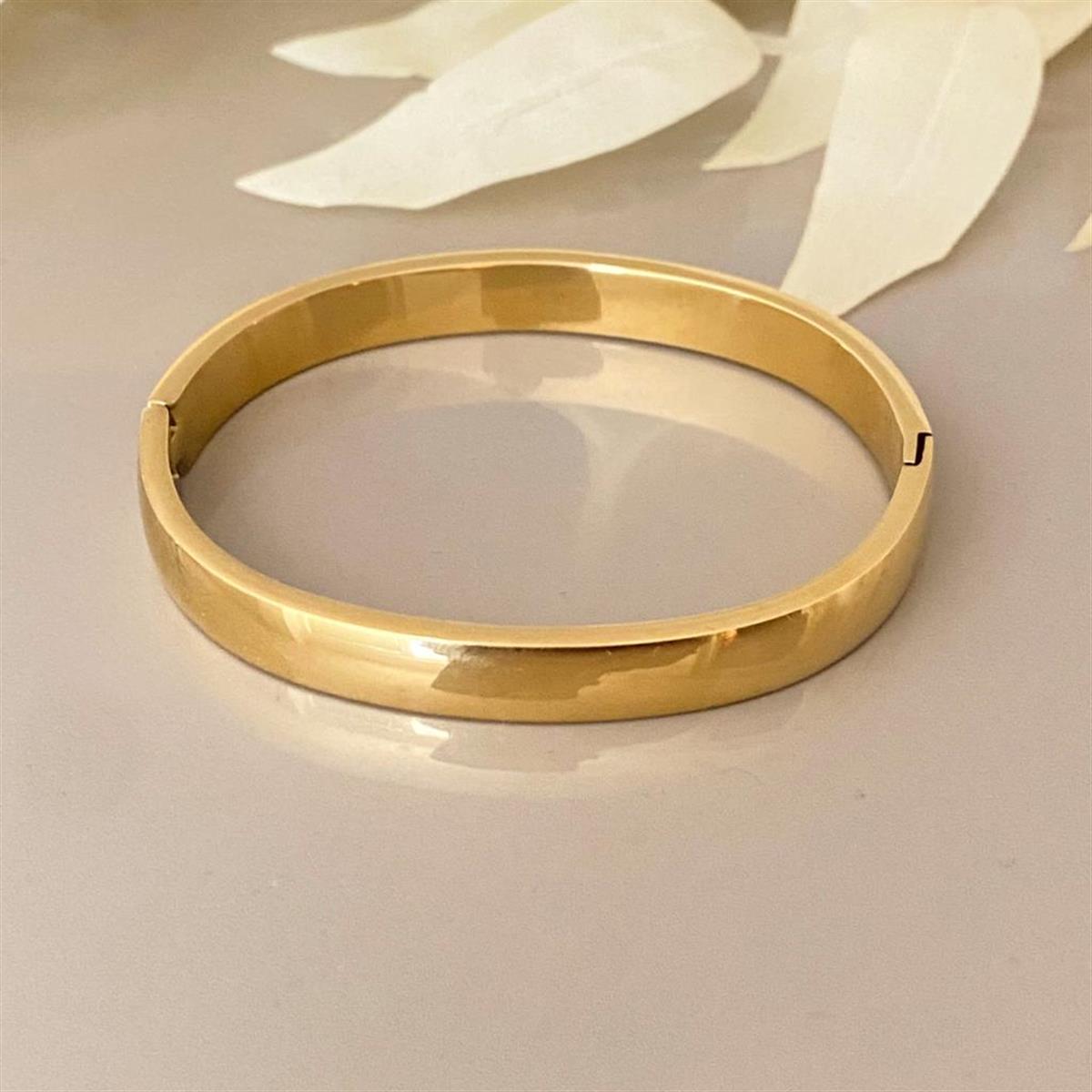 Düz Kalın Model  Altın Kaplama çelik kelepçe