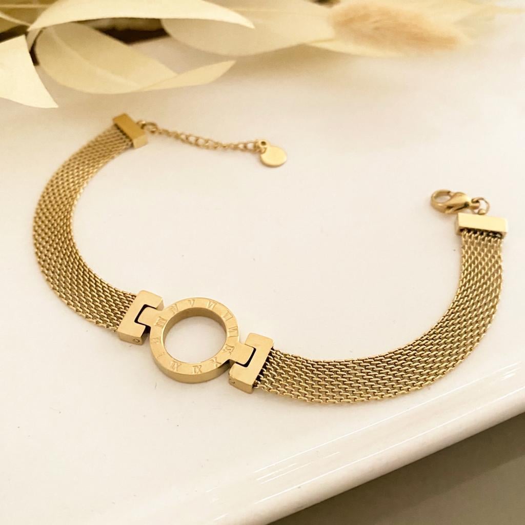 Hasır Zincir Altın Kaplama Çelik Bileklik